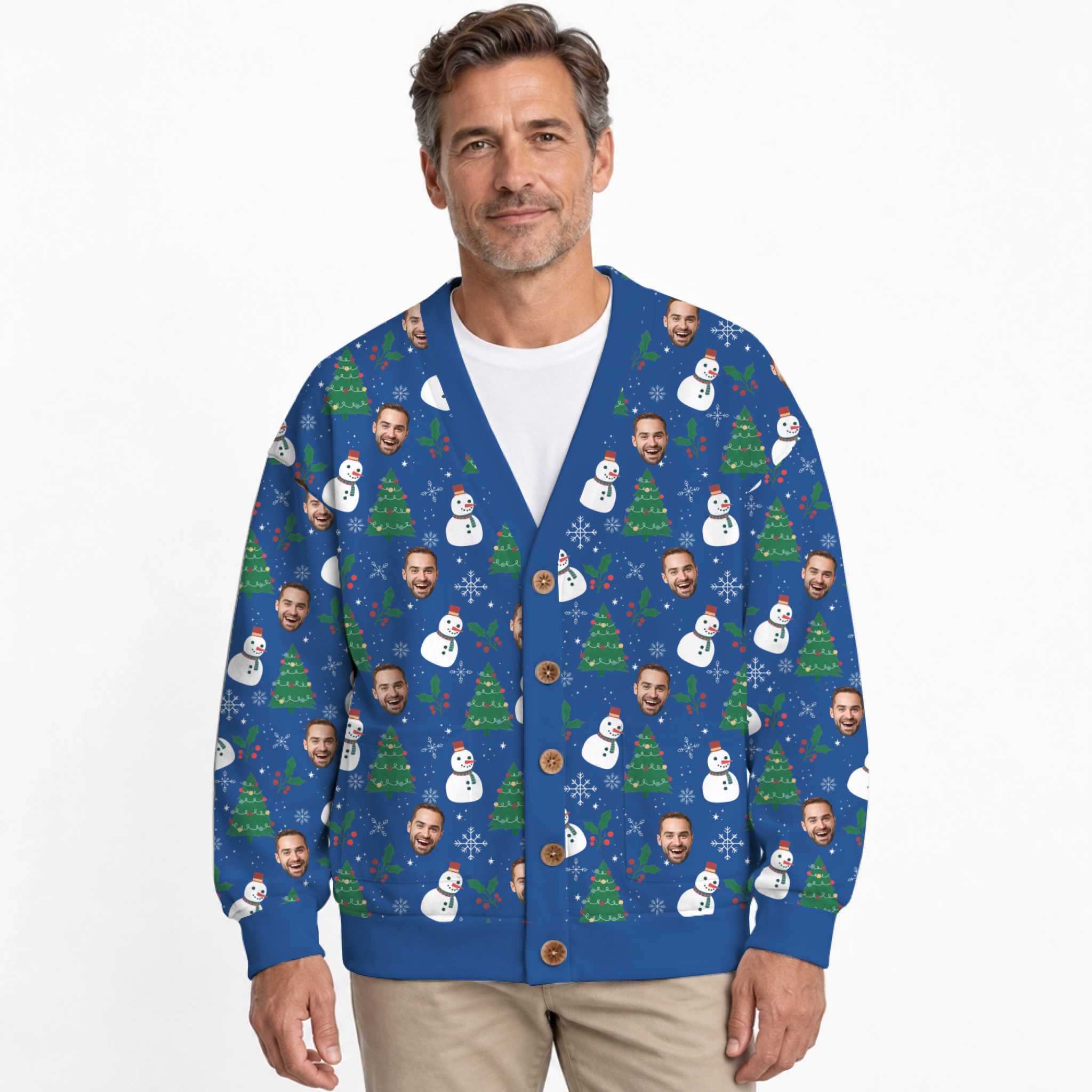 Festive Custom Faces Christmas Cardigan Unisex 5