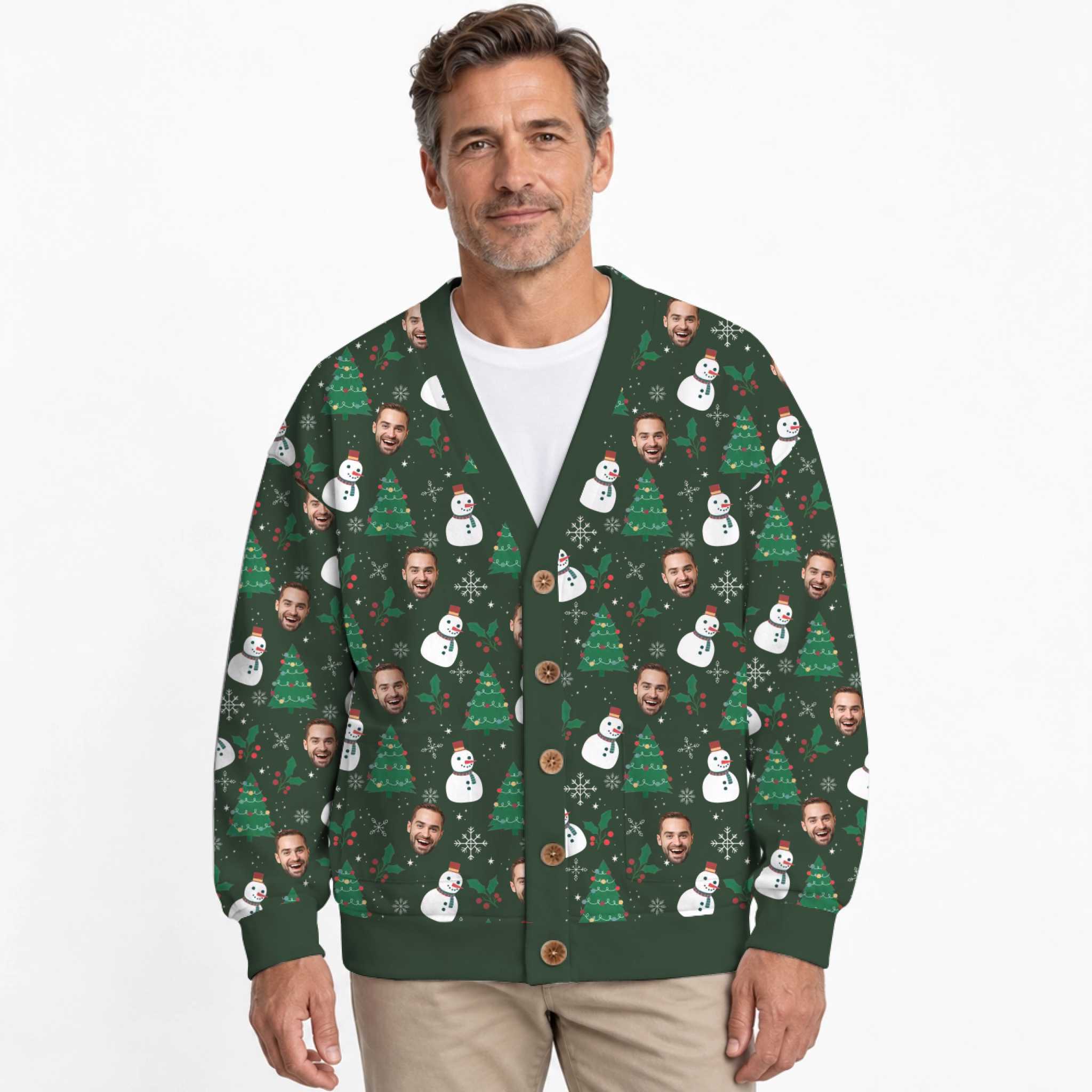Festive Custom Faces Christmas Cardigan Unisex 9