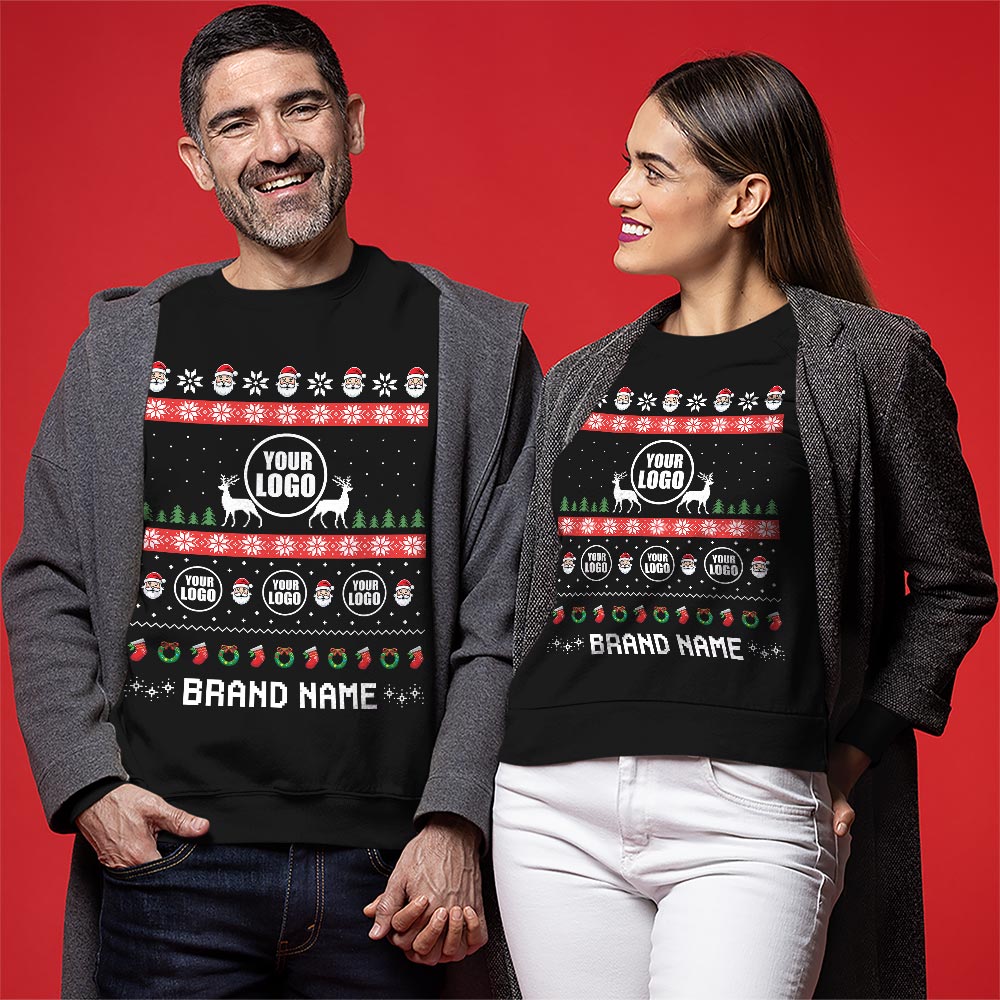 Festive Custom Logo Ugly Christmas Sweatshirt For Company 4