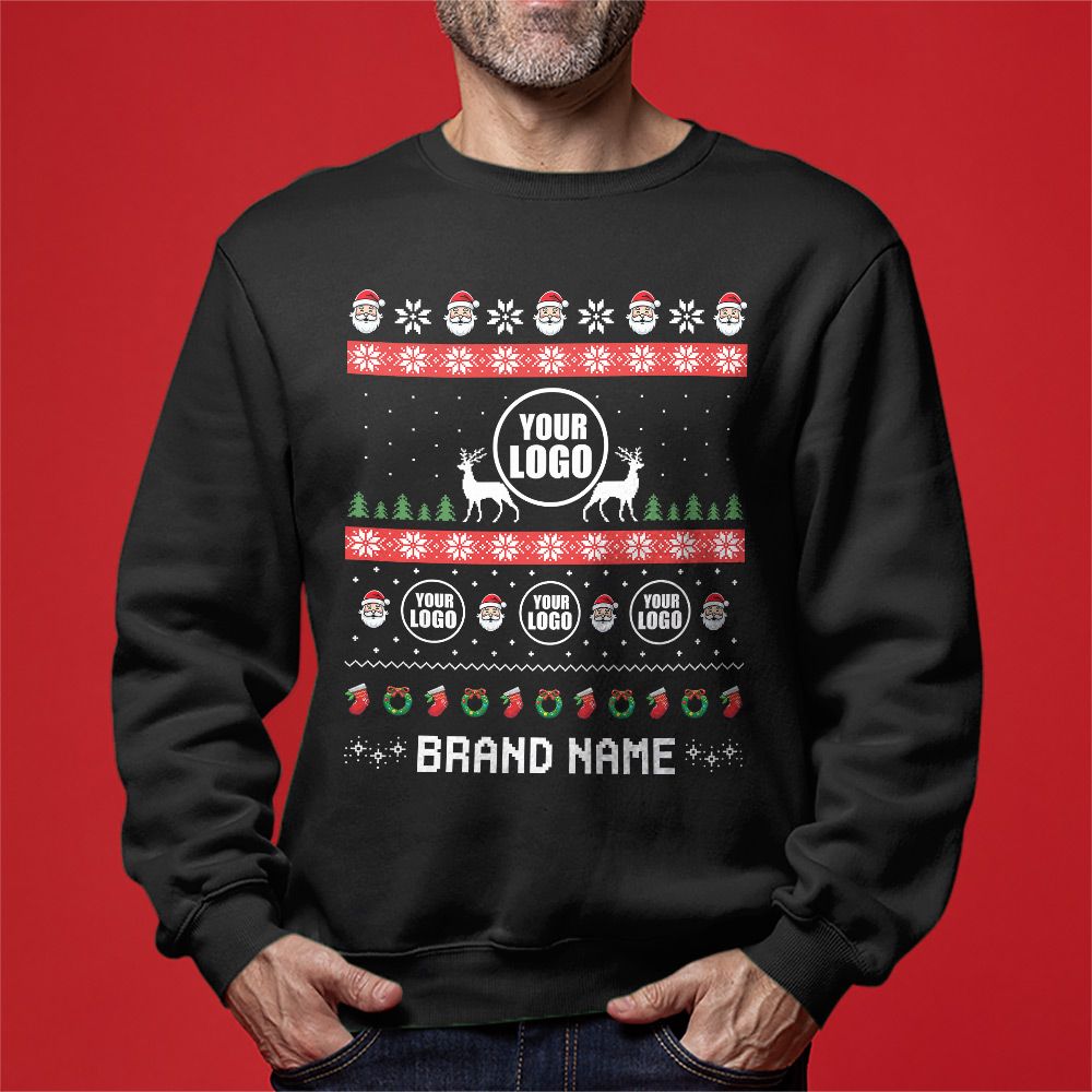 Festive Custom Logo Ugly Christmas Sweatshirt For Company 3