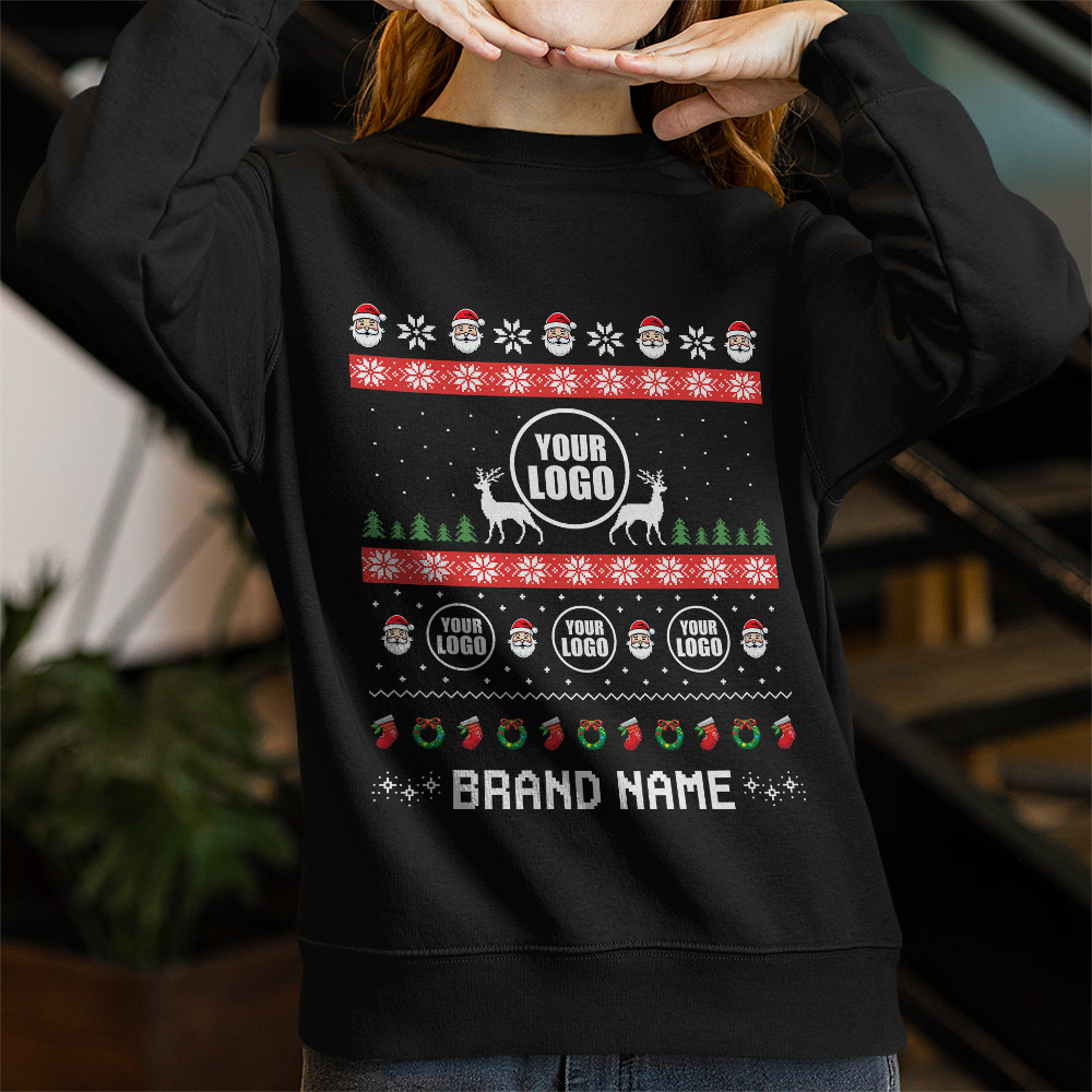 Festive Custom Logo Ugly Christmas Sweatshirt For Company 2