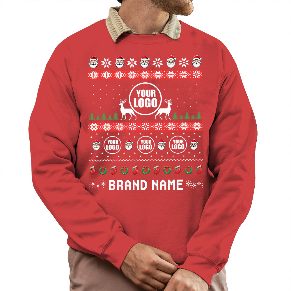 Festive Custom Logo Ugly Christmas Sweatshirt For Company 5