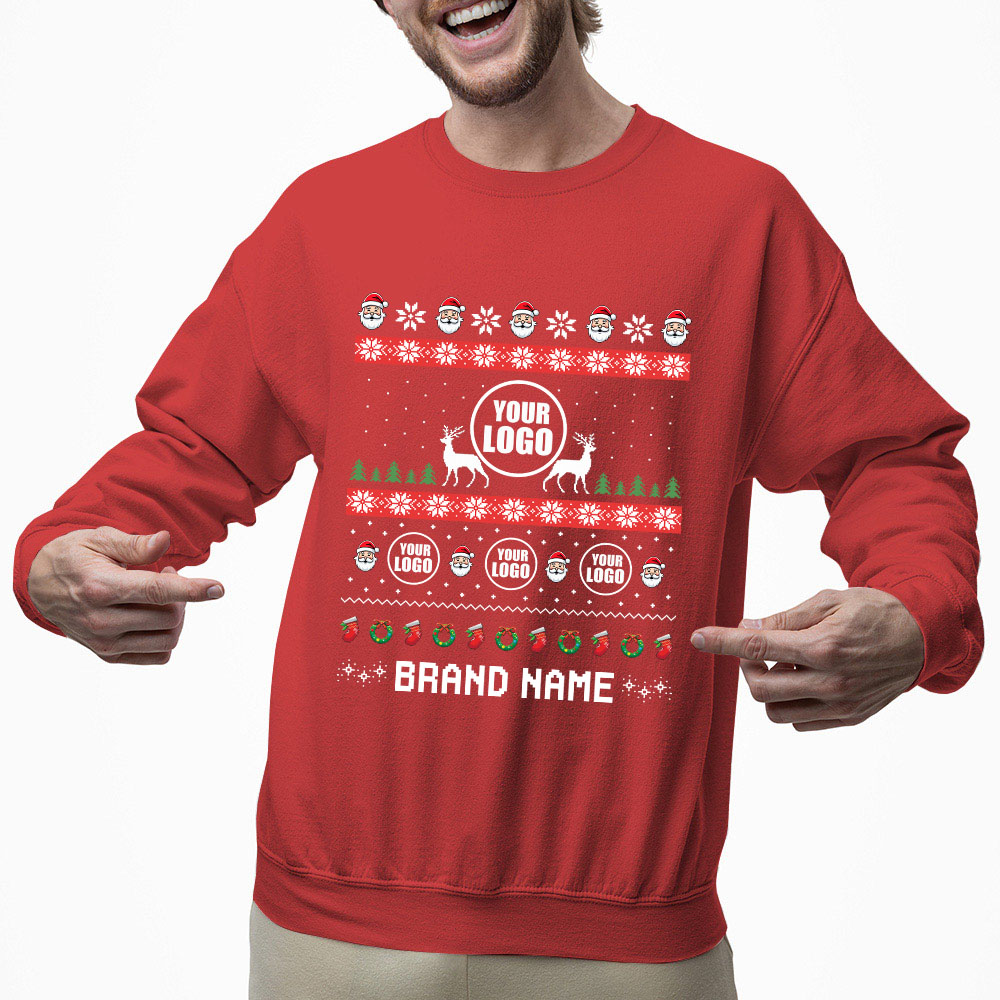 Festive Custom Logo Ugly Christmas Sweatshirt For Company 6