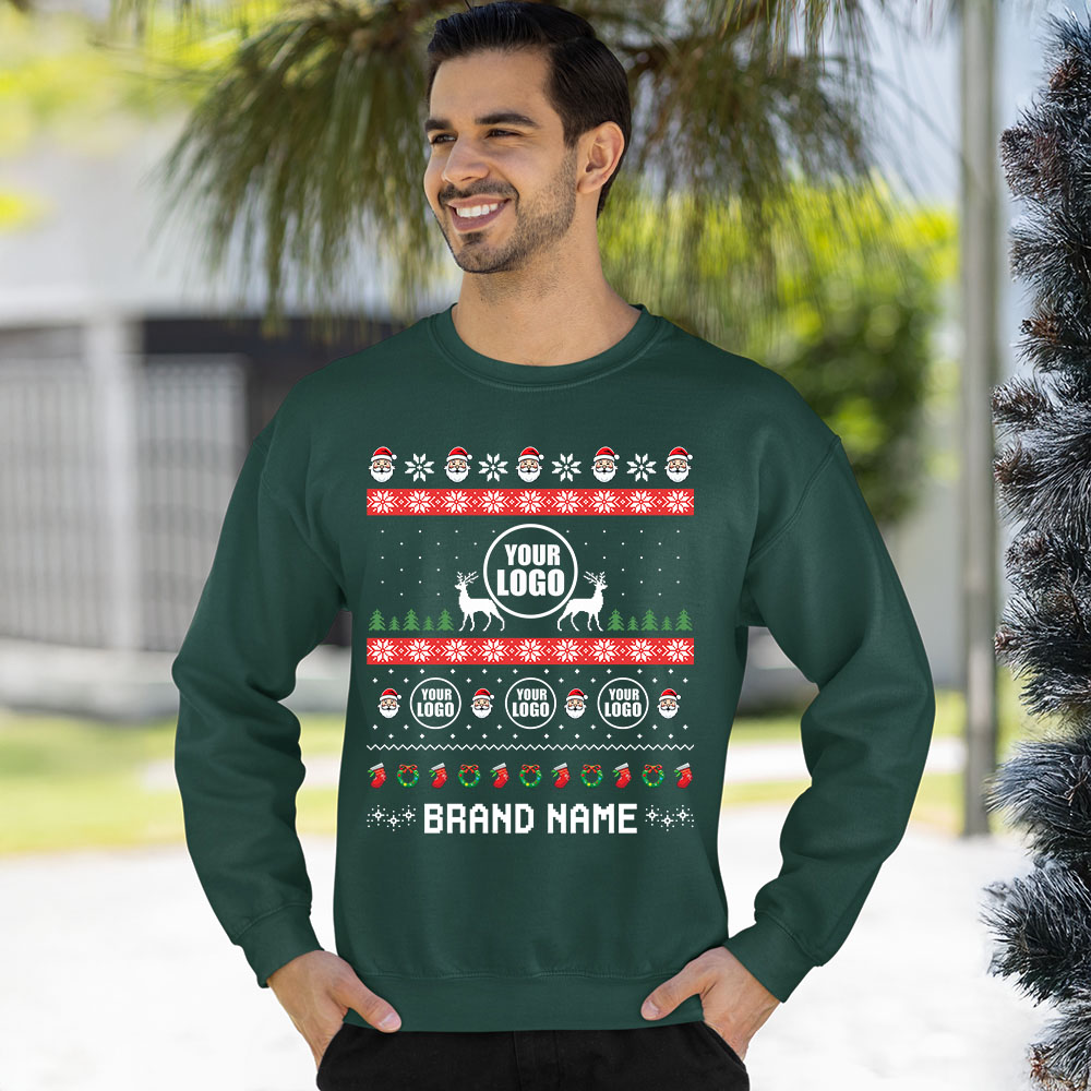 Festive Custom Logo Ugly Christmas Sweatshirt For Company 7