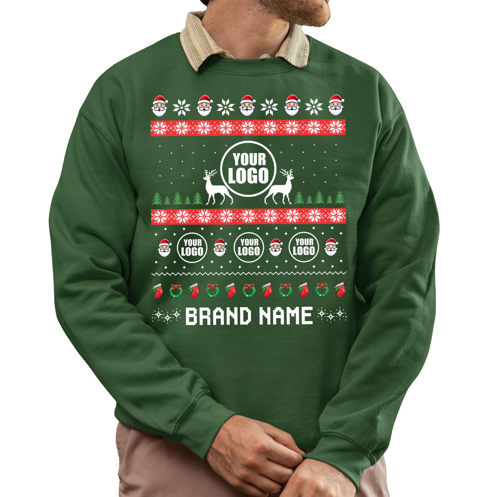 Festive Custom Logo Ugly Christmas Sweatshirt For Company 8