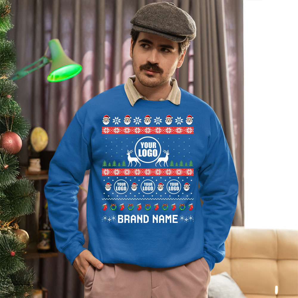 Festive Custom Logo Ugly Christmas Sweatshirt For Company 10