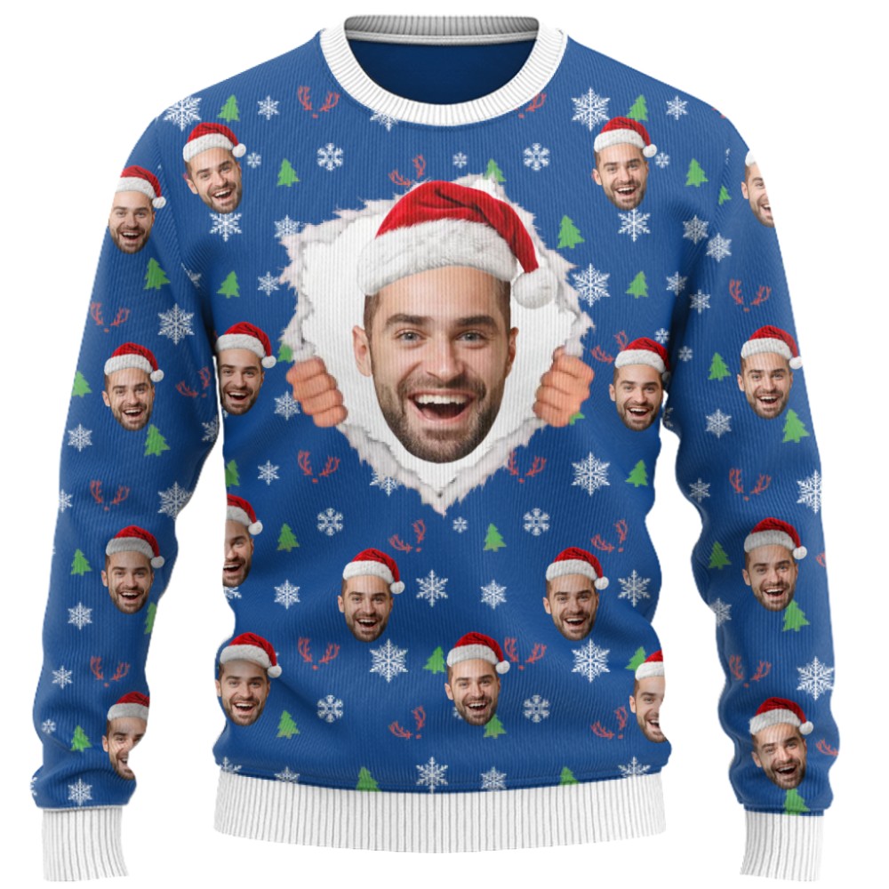 Funny Custom Face Ugly Christmas Sweater  10