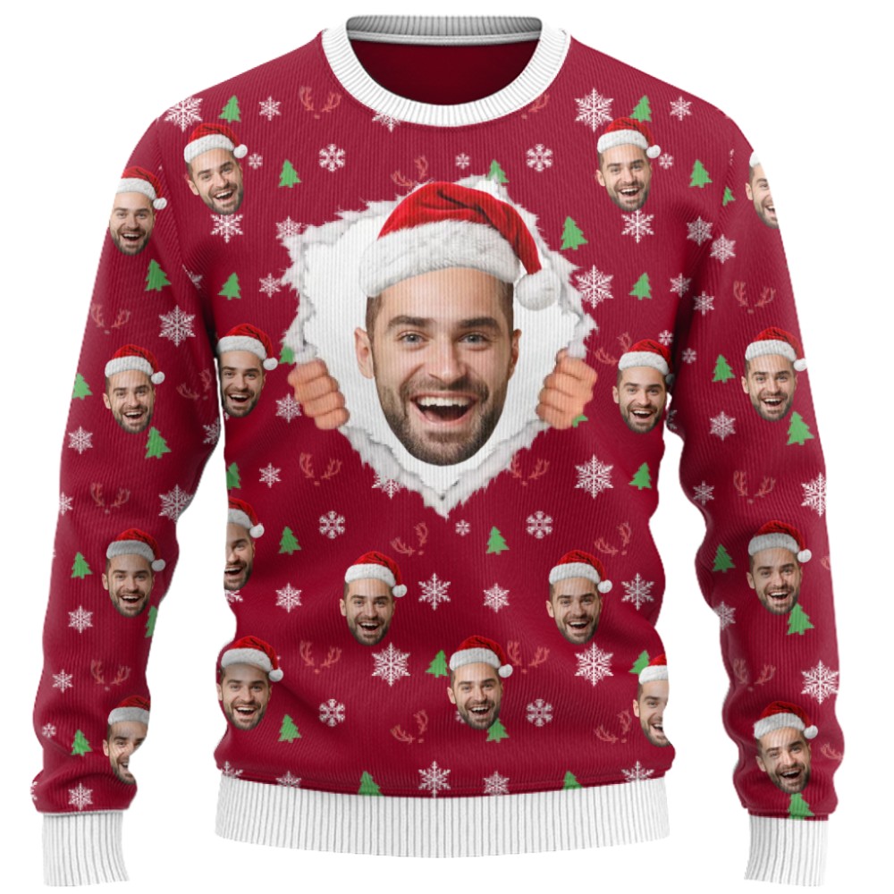 Funny Custom Face Ugly Christmas Sweater  2