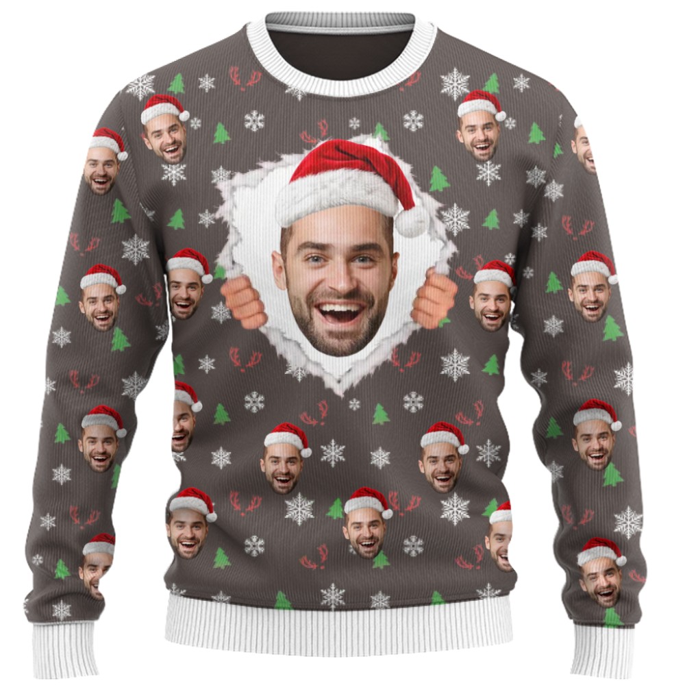 Funny Custom Face Ugly Christmas Sweater  3