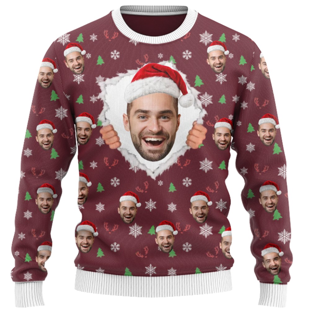 Funny Custom Face Ugly Christmas Sweater  5