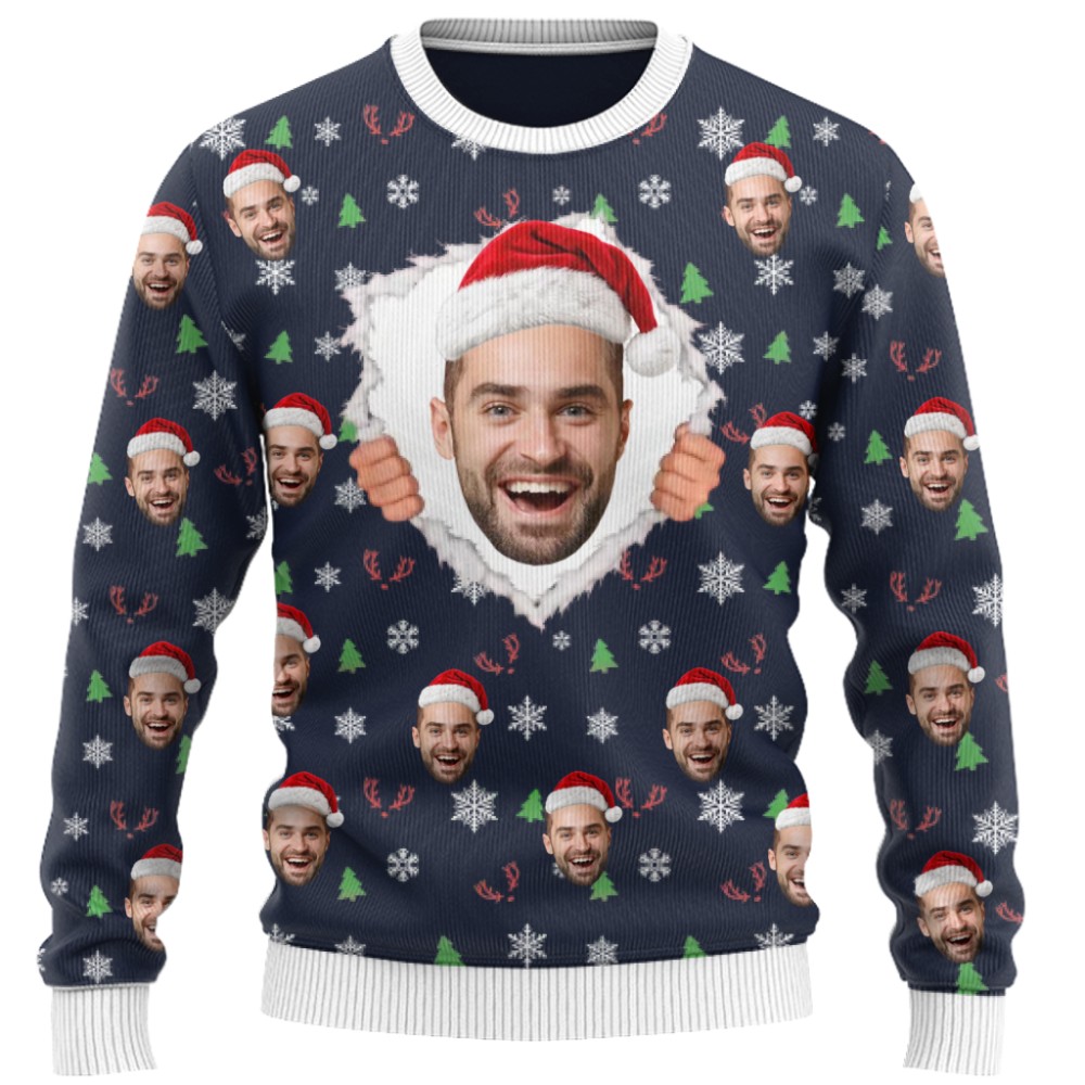 Funny Custom Face Ugly Christmas Sweater  7