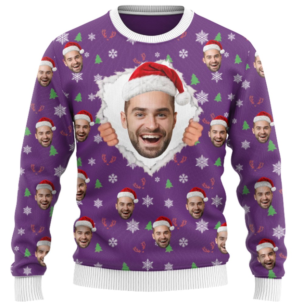 Funny Custom Face Ugly Christmas Sweater  8