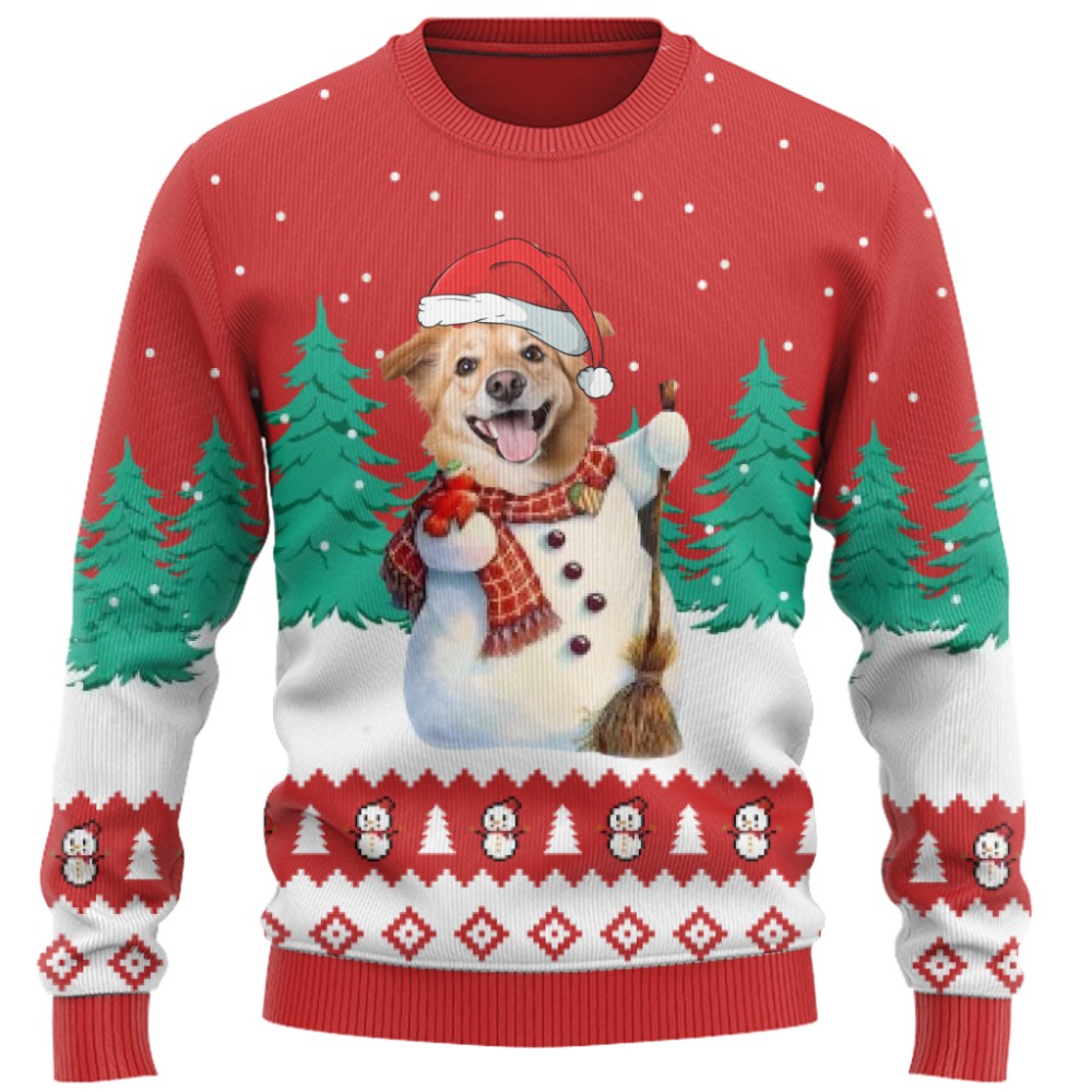 Funny Custom Pet Snowman Christmas Sweater 9