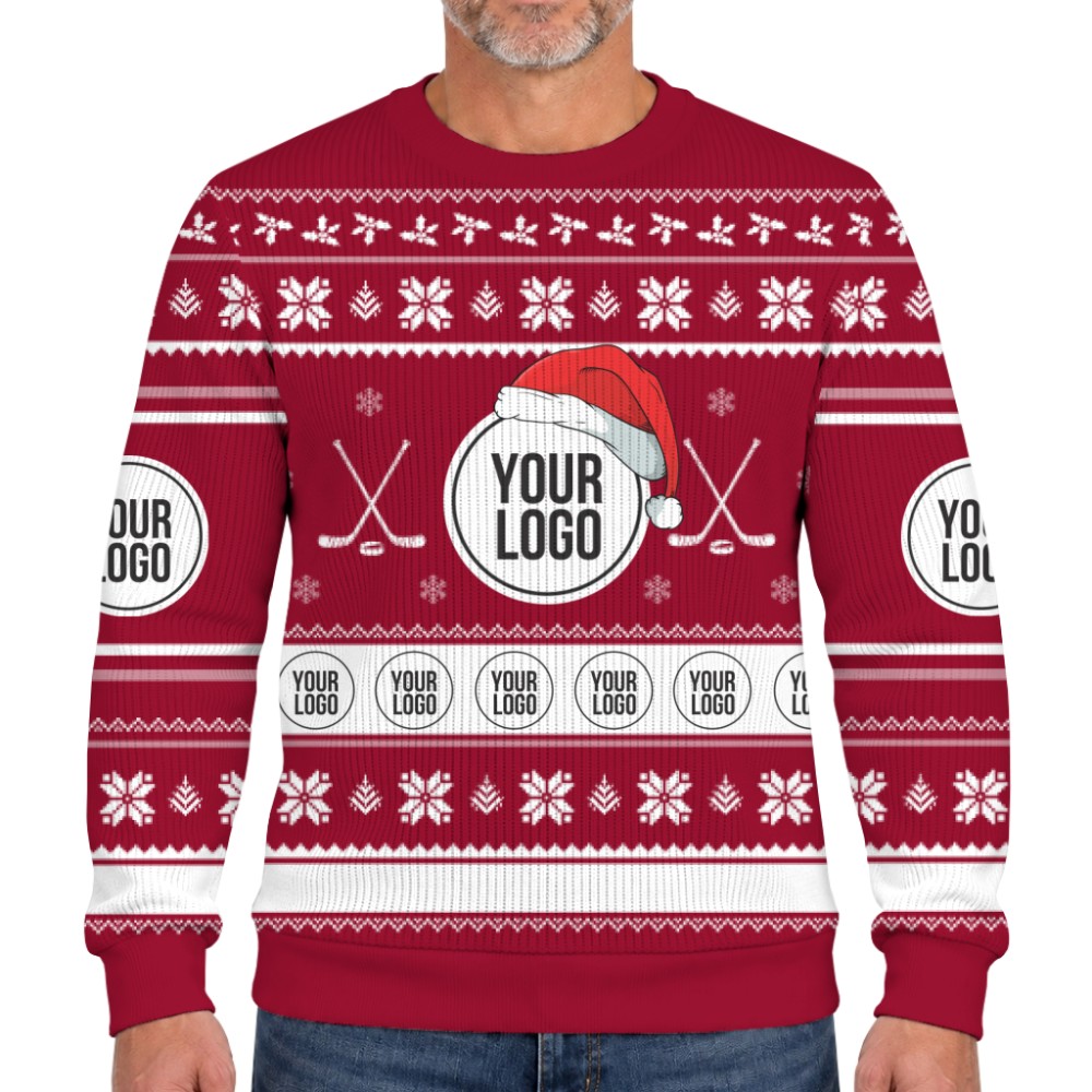 Hockey Team Custom Logo Christmas Soft Sweater  11