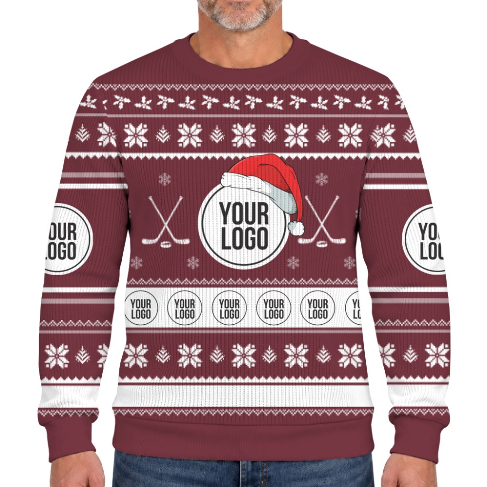 Hockey Team Custom Logo Christmas Soft Sweater  6