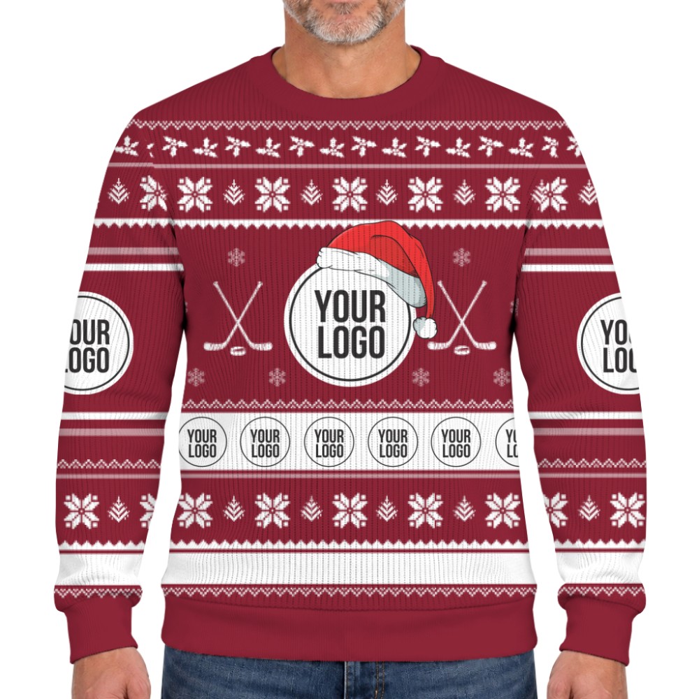 Hockey Team Custom Logo Christmas Soft Sweater  7