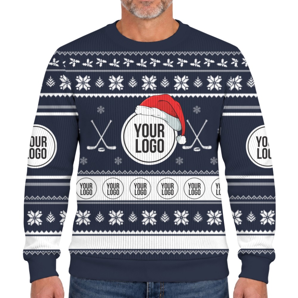 Hockey Team Custom Logo Christmas Soft Sweater  8