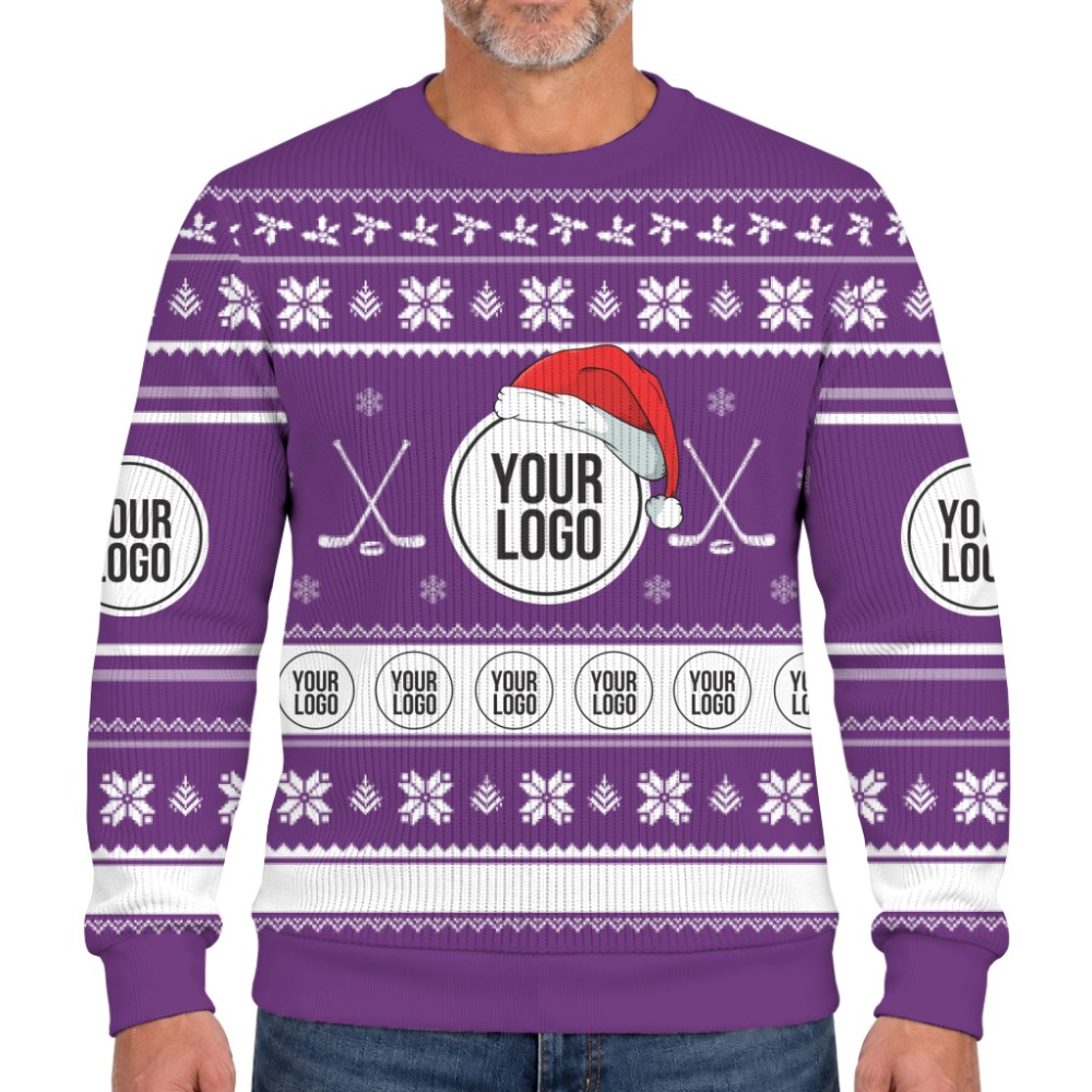Hockey Team Custom Logo Christmas Soft Sweater  9