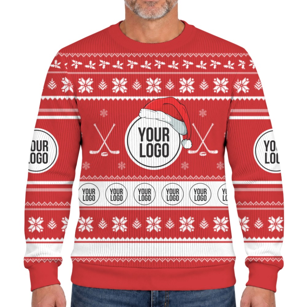 Hockey Team Custom Logo Christmas Soft Sweater  10