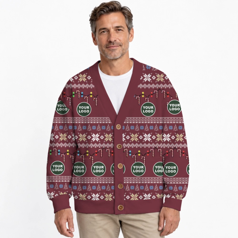 Live Preview Custom Logo Or Face Christmas Cardigan 5