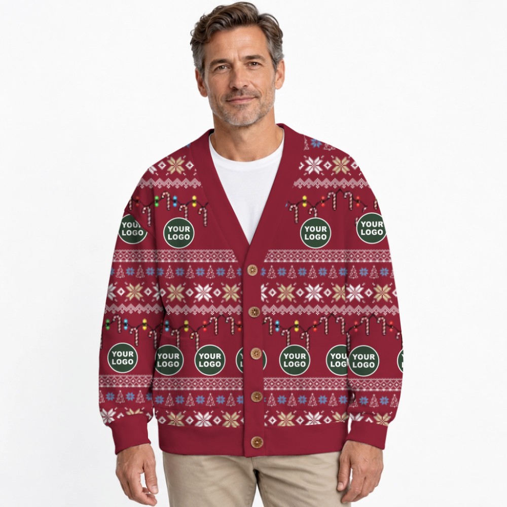 Live Preview Custom Logo Or Face Christmas Cardigan 6