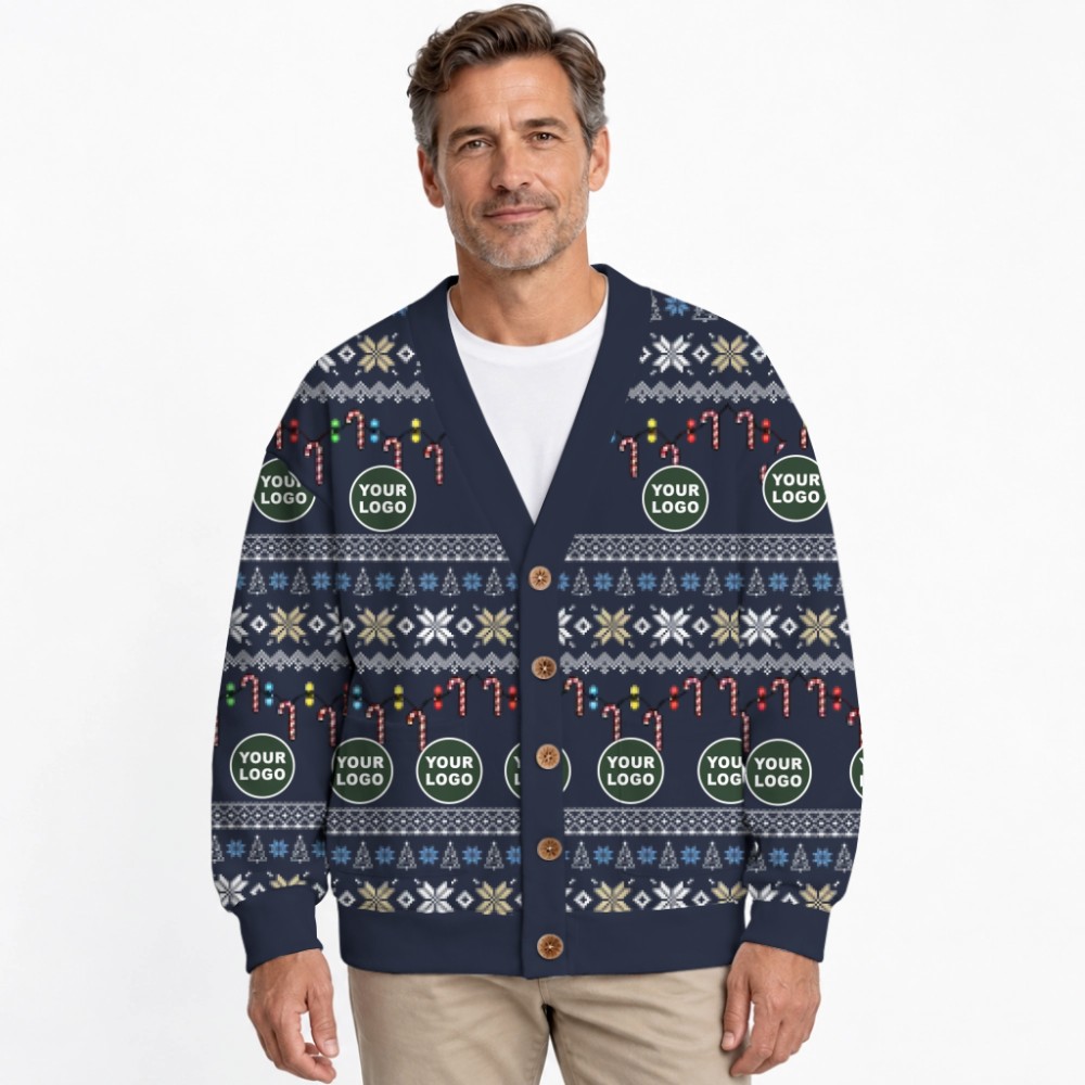 Live Preview Custom Logo Or Face Christmas Cardigan 7
