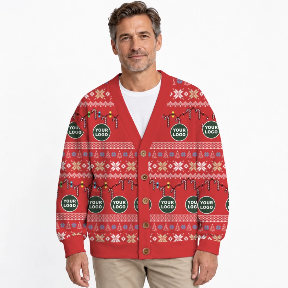 Live Preview Custom Logo Or Face Christmas Cardigan 9