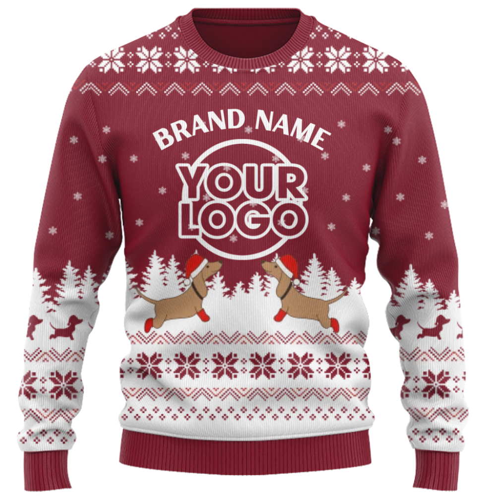 Exclusive Custom Logo Dachshund Ugly Christmas Sweater for Business Teams 6