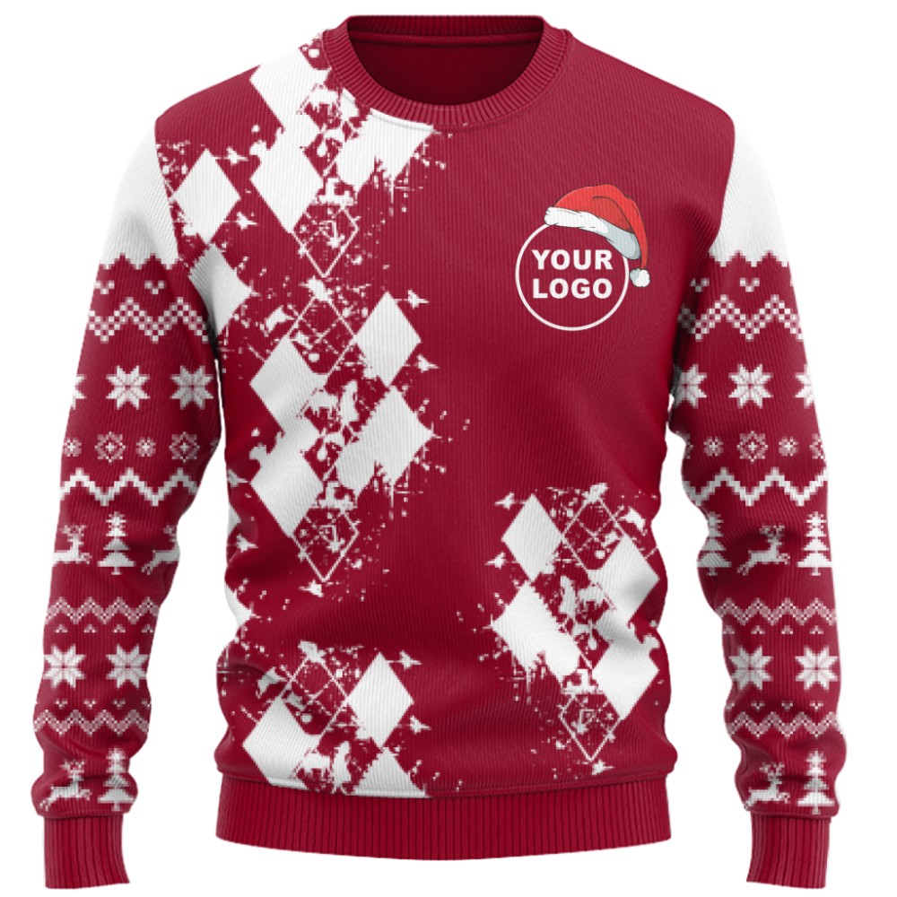 Modern Argyle Custom Logo Ugly Christmas Sweater 3