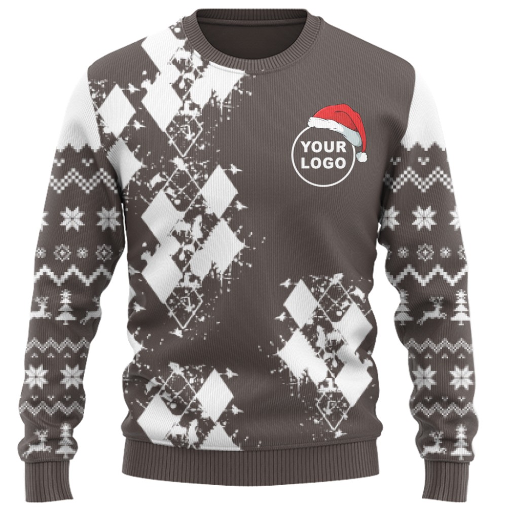 Modern Argyle Custom Logo Ugly Christmas Sweater 4