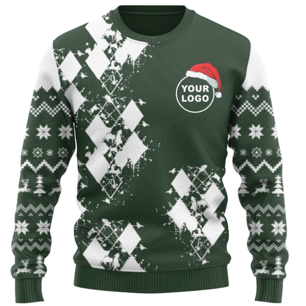 Modern Argyle Custom Logo Ugly Christmas Sweater 5