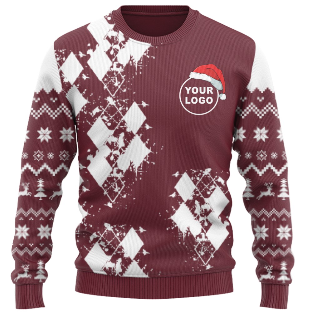 Modern Argyle Custom Logo Ugly Christmas Sweater 6