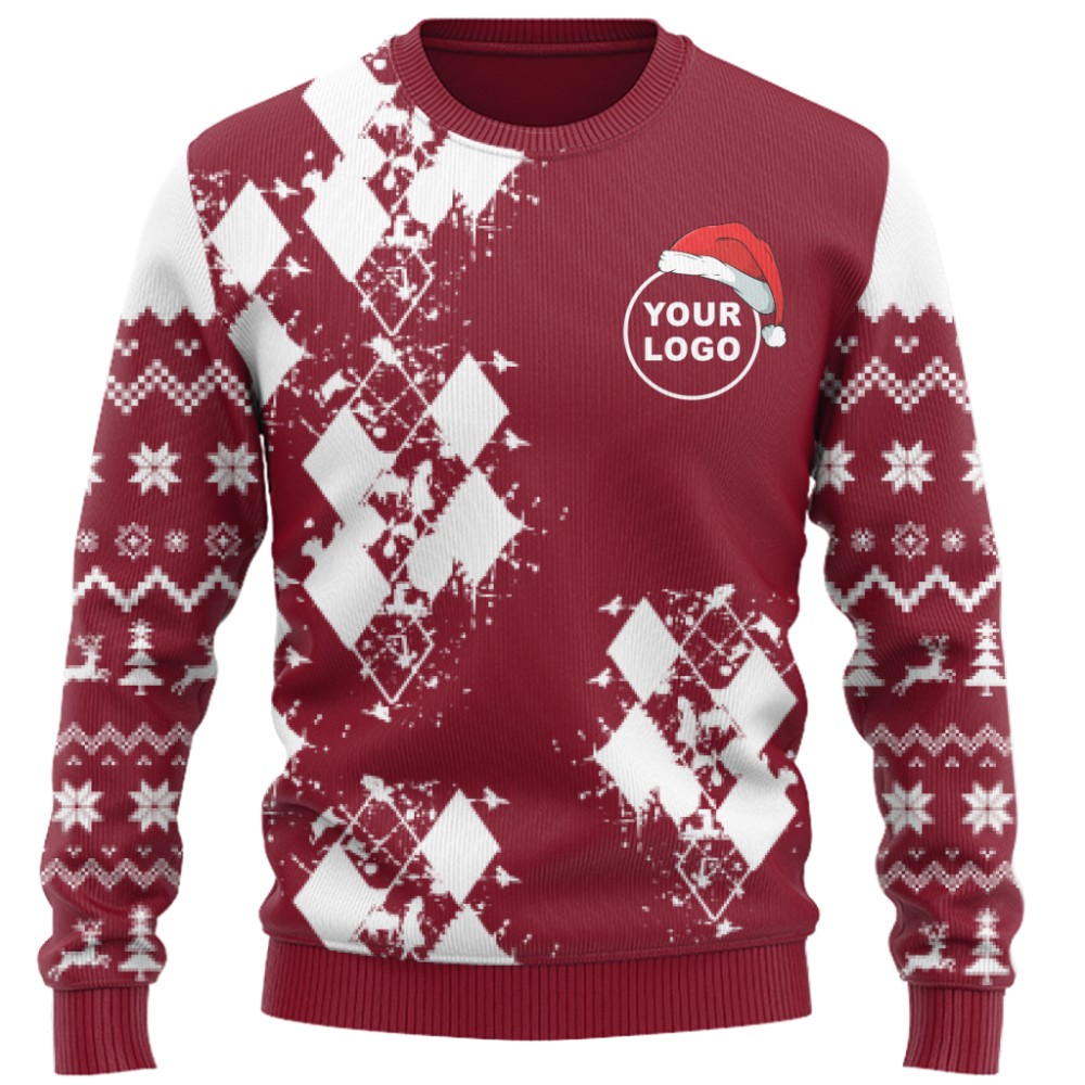 Modern Argyle Custom Logo Ugly Christmas Sweater 7