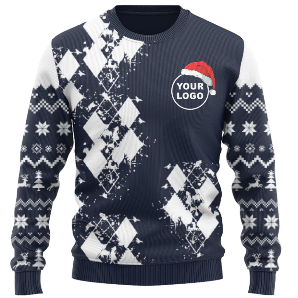 Modern Argyle Custom Logo Ugly Christmas Sweater 8