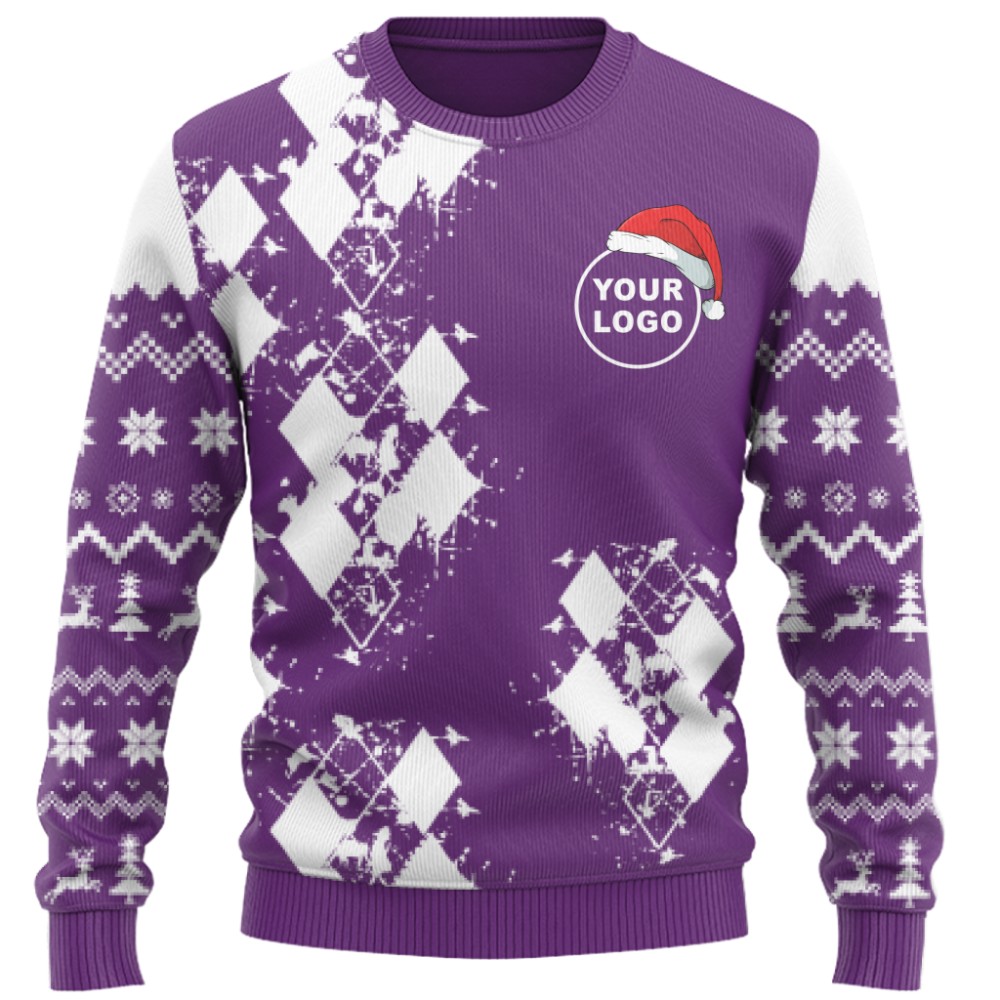 Modern Argyle Custom Logo Ugly Christmas Sweater 9