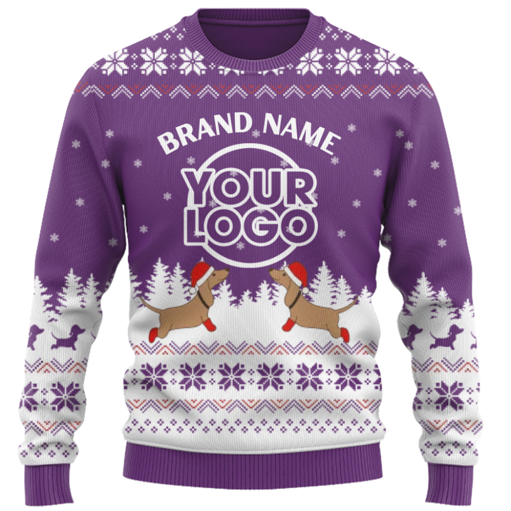 Exclusive Custom Logo Dachshund Ugly Christmas Sweater for Business Teams 8