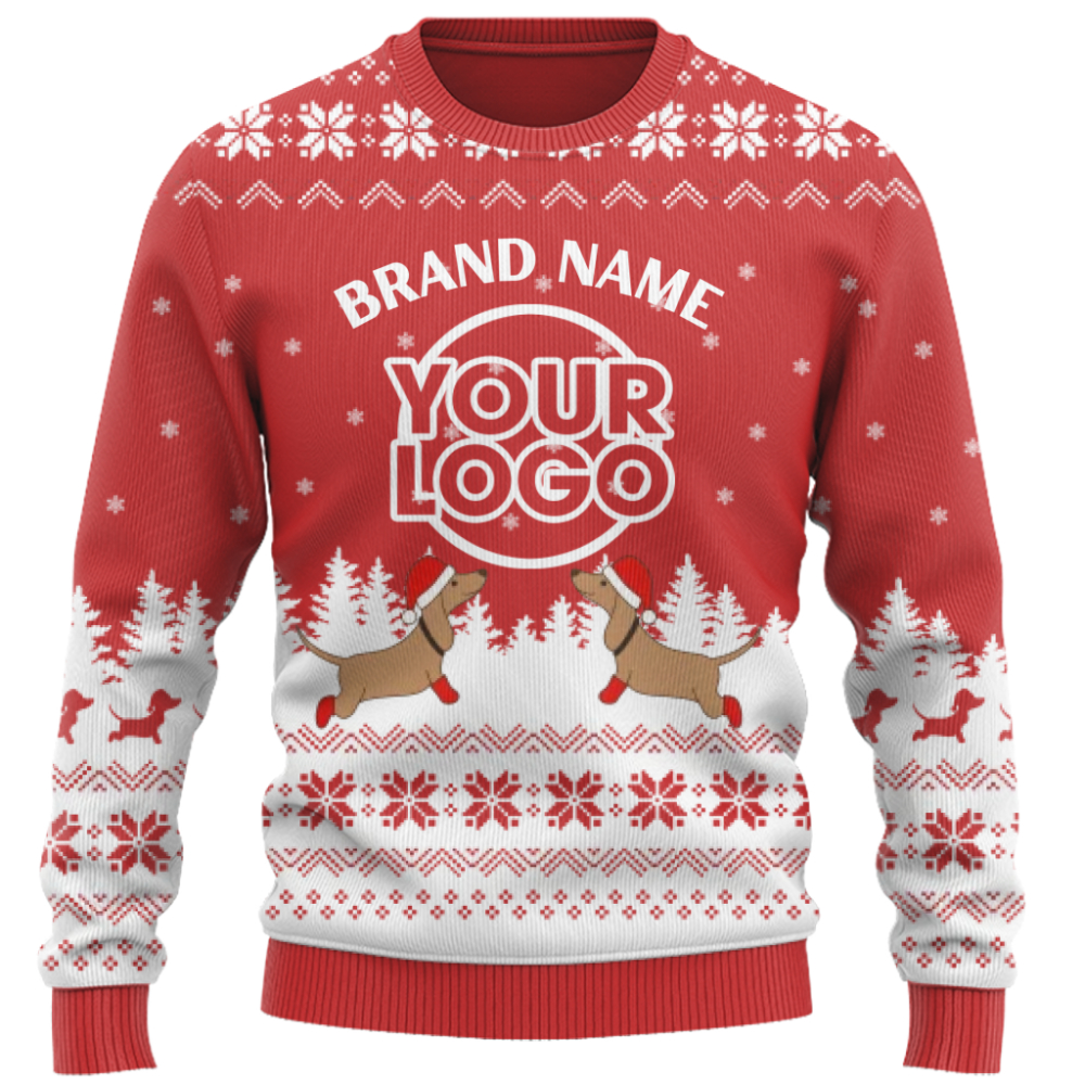 Exclusive Custom Logo Dachshund Ugly Christmas Sweater for Business Teams 9