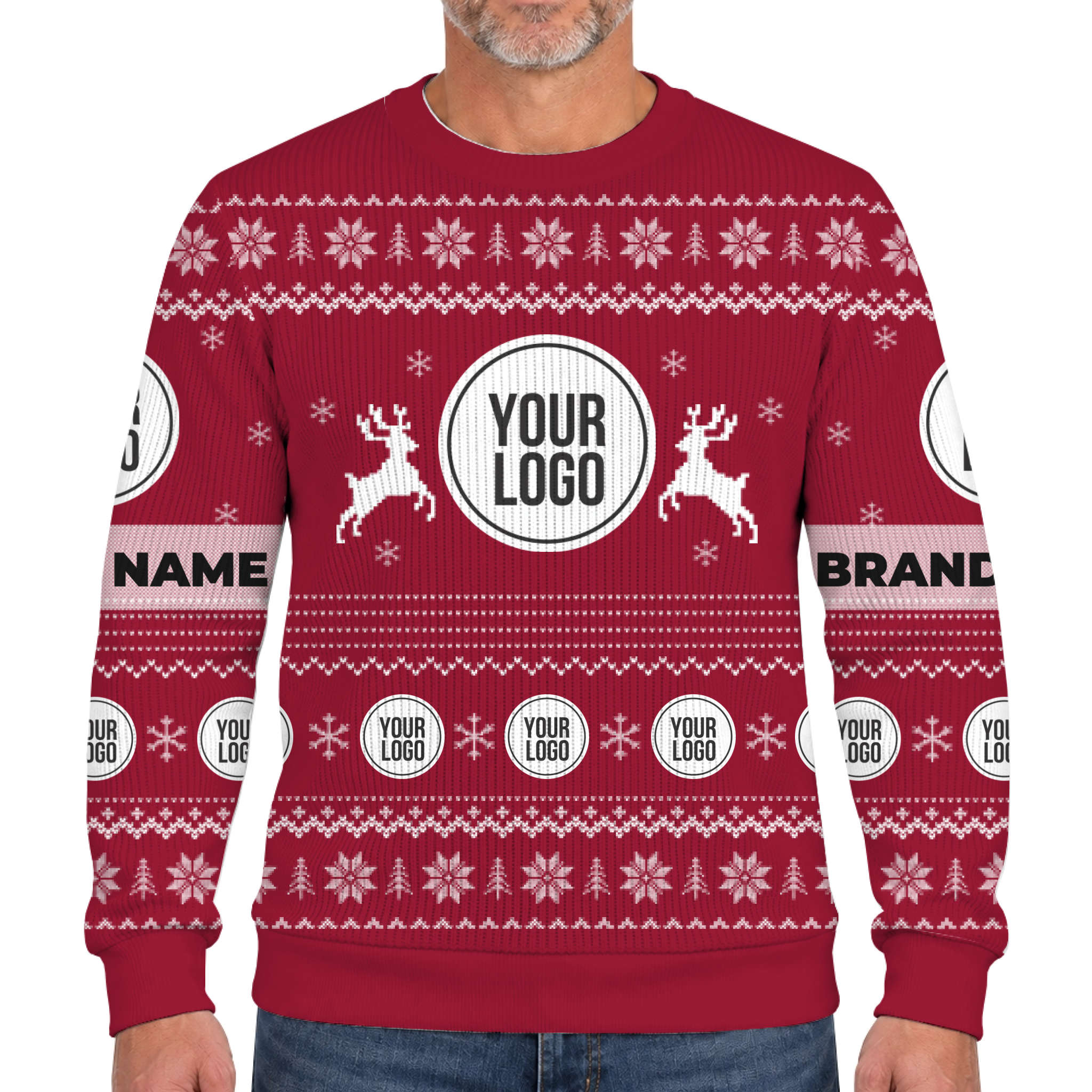 Unique Custom Logo Reindeer Ugly Christmas Soft Sweater 3