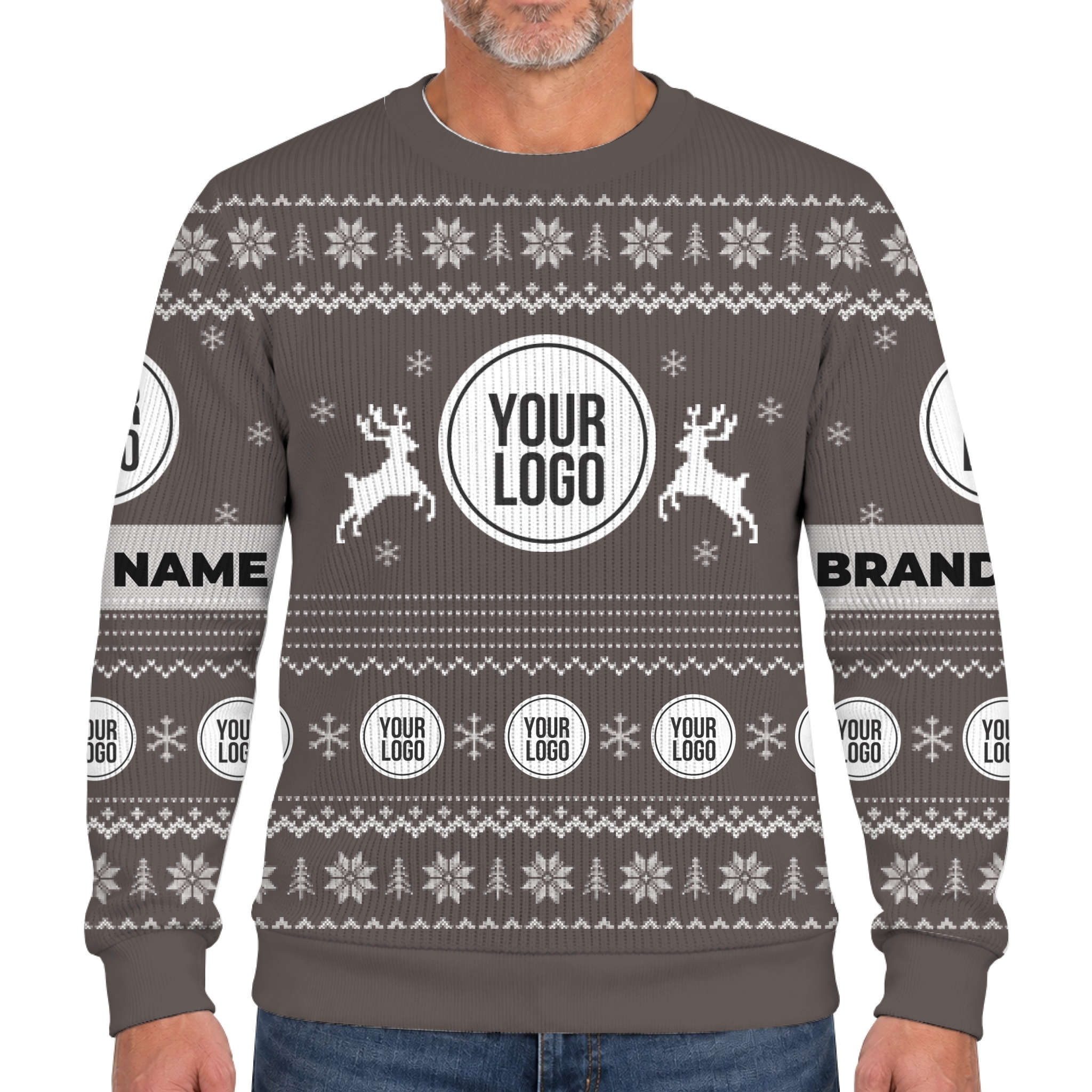 Unique Custom Logo Reindeer Ugly Christmas Soft Sweater 4