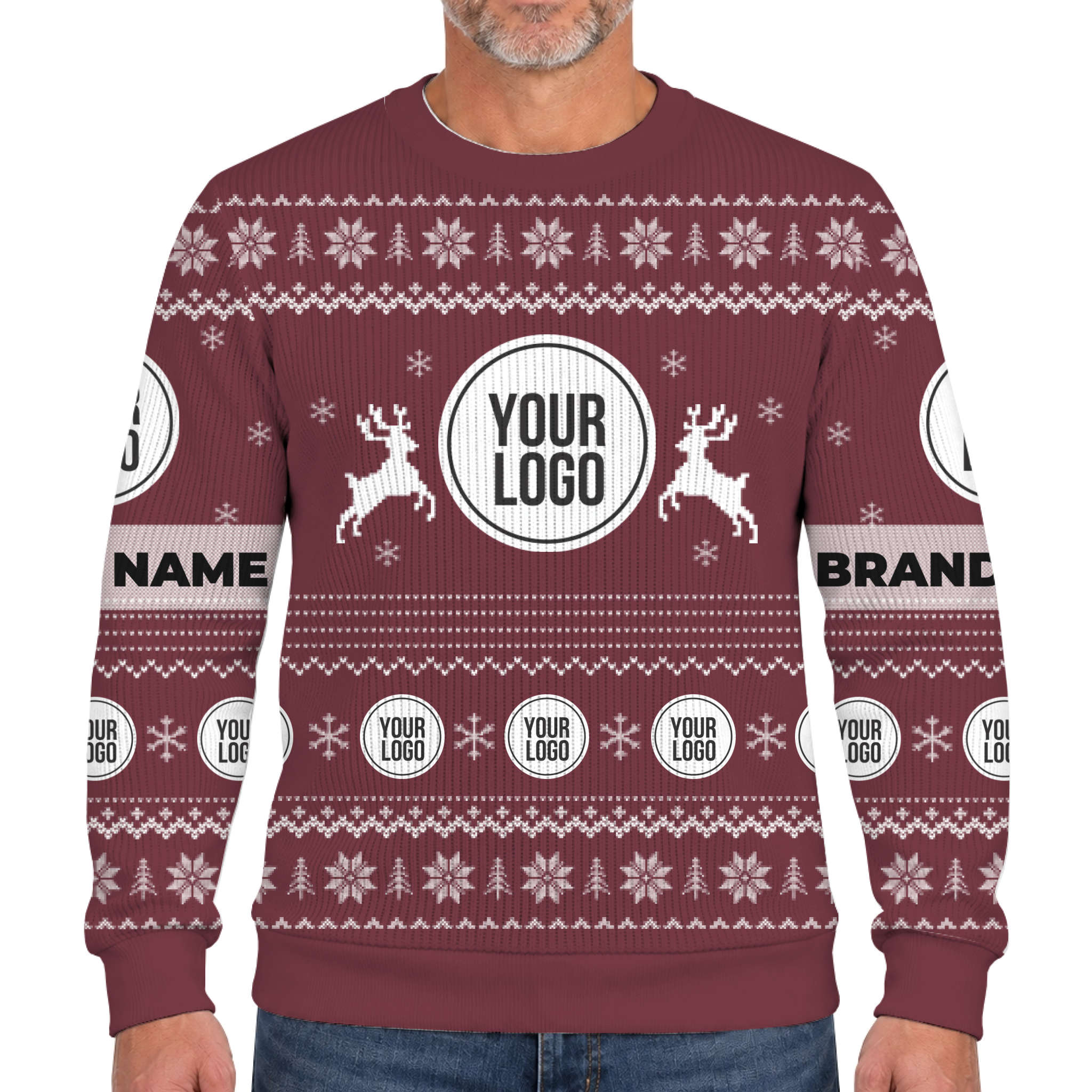 Unique Custom Logo Reindeer Ugly Christmas Soft Sweater 5