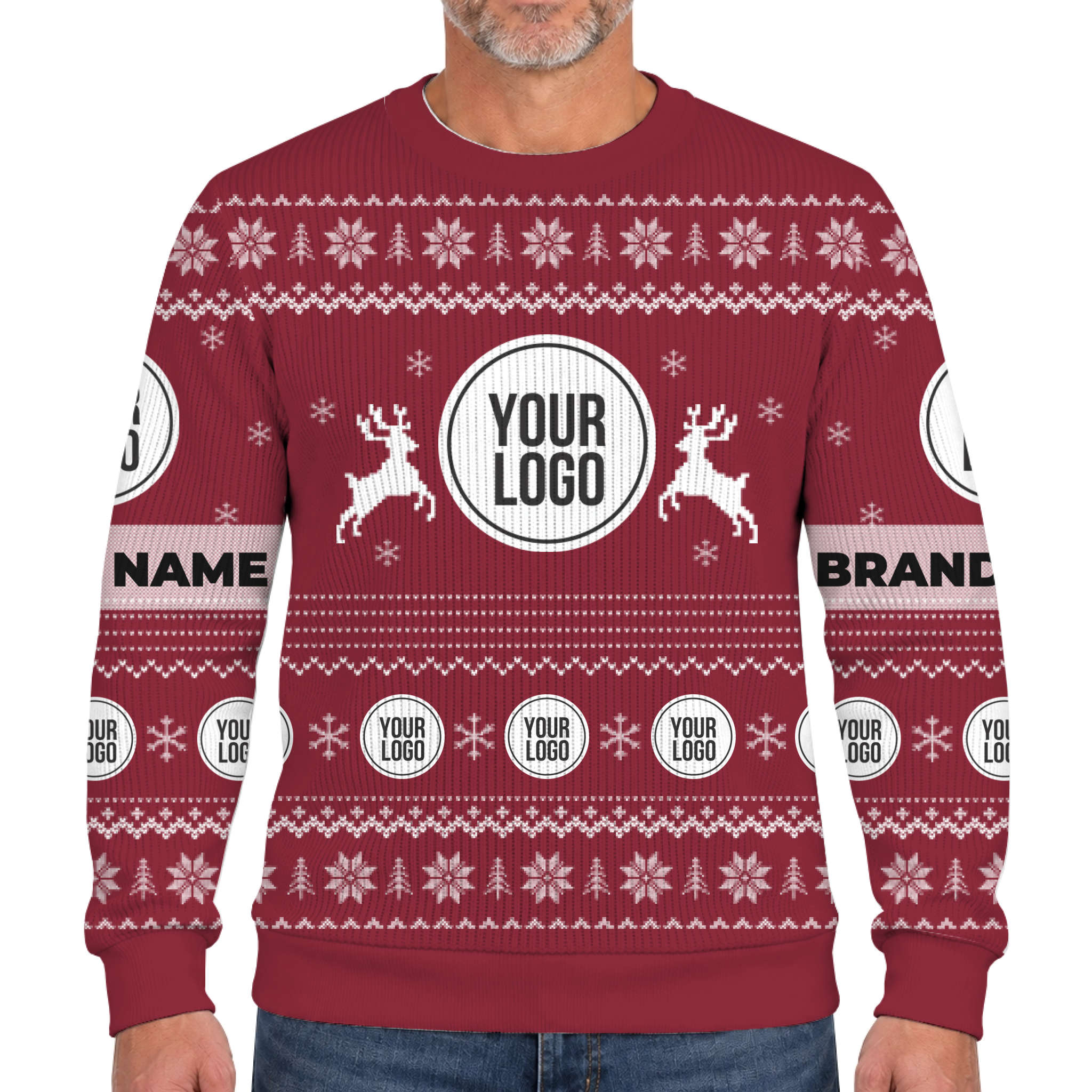 Unique Custom Logo Reindeer Ugly Christmas Soft Sweater 6