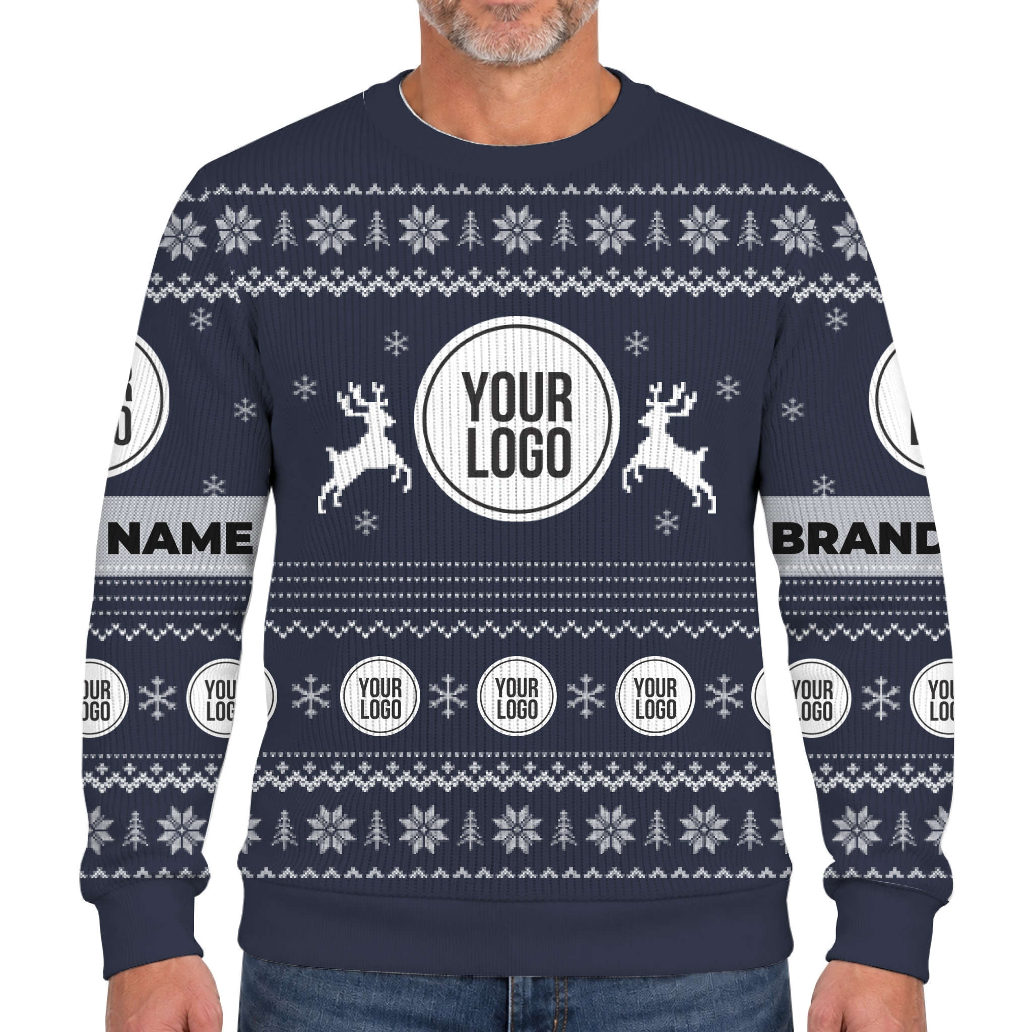 Unique Custom Logo Reindeer Ugly Christmas Soft Sweater 7