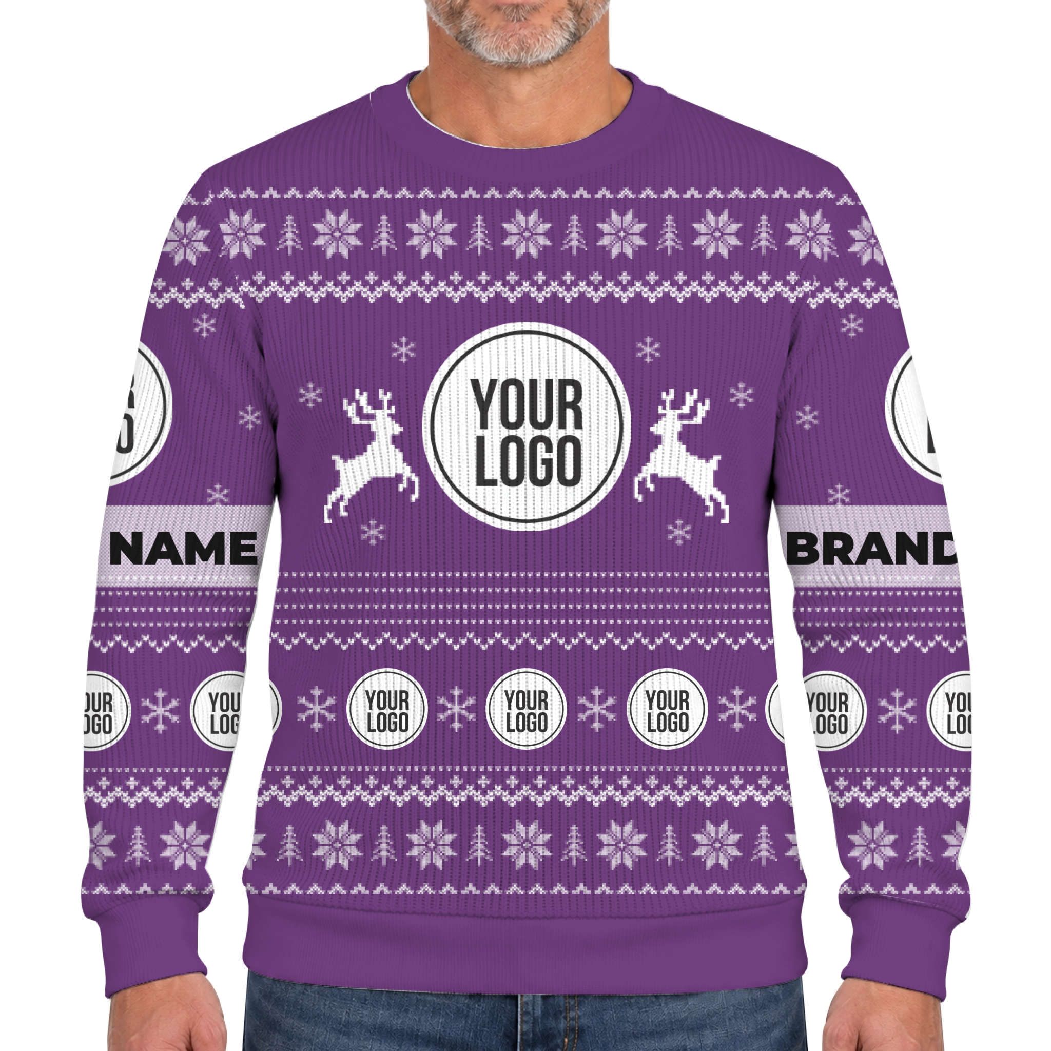 Unique Custom Logo Reindeer Ugly Christmas Soft Sweater 8