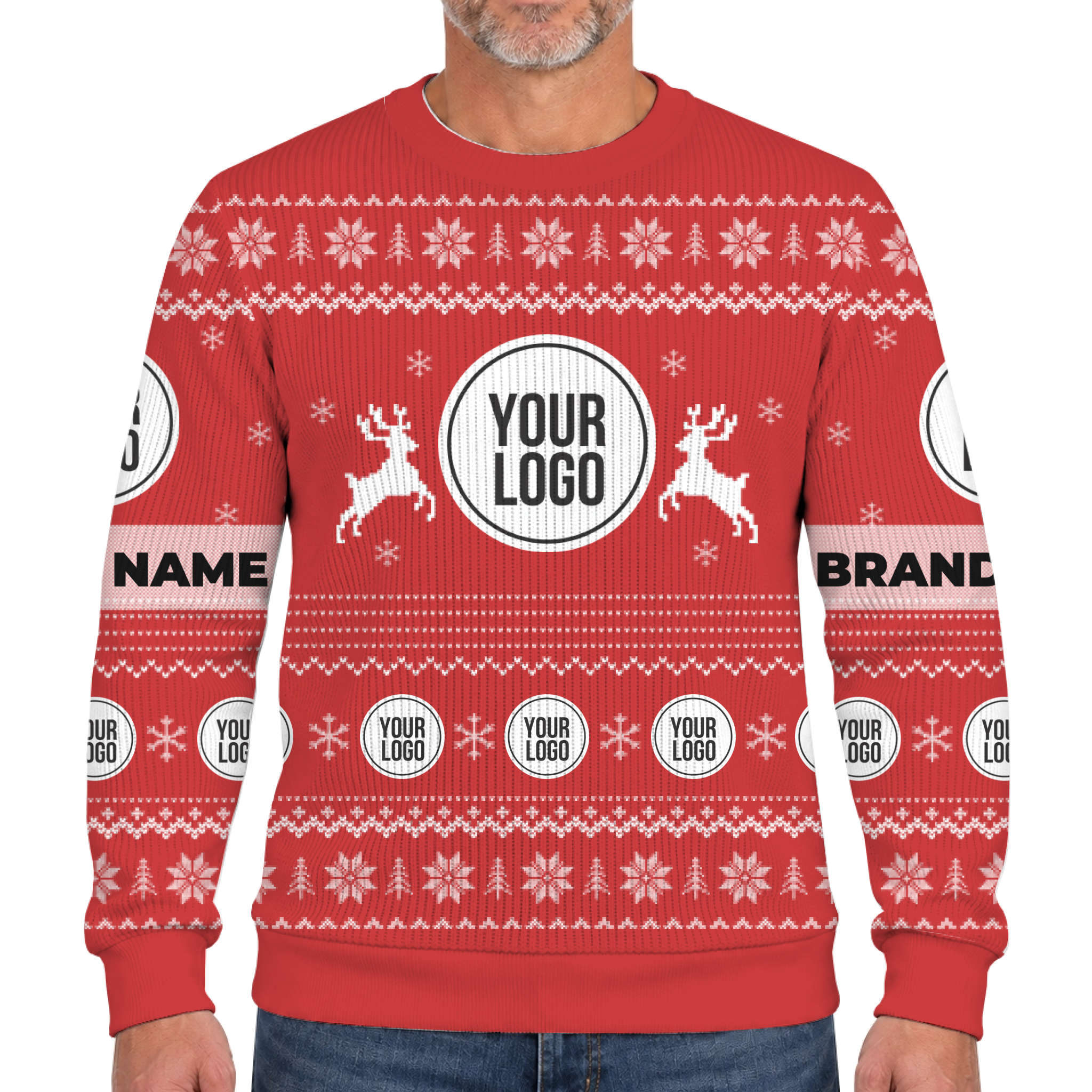 Unique Custom Logo Reindeer Ugly Christmas Soft Sweater 9