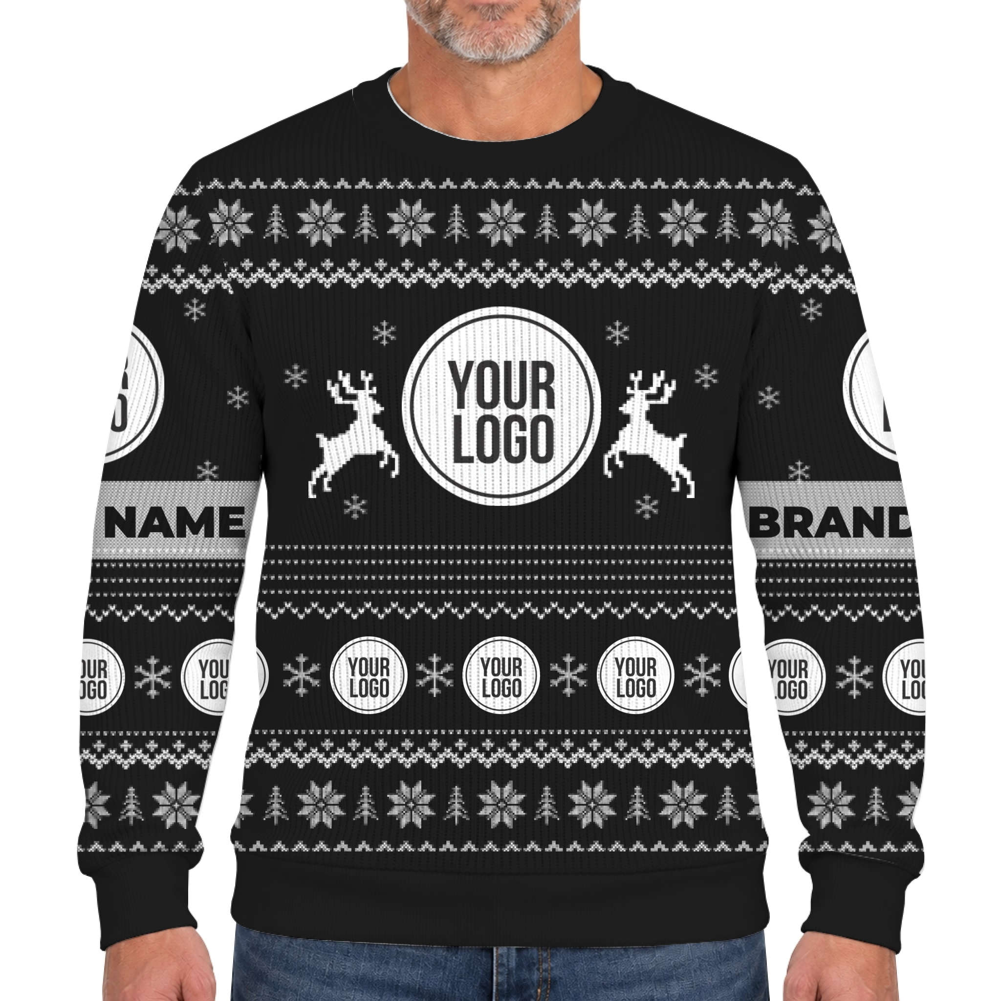 Unique Custom Logo Reindeer Ugly Christmas Soft Sweater 10