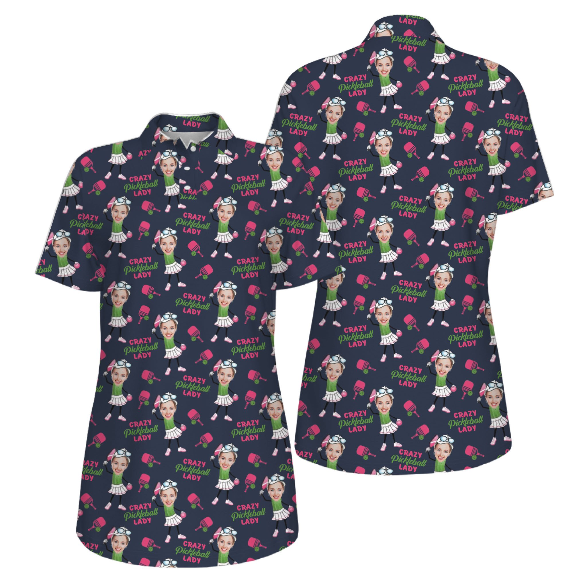  Picklewin Funny Custom Faces UV Protection Pickleball Mother Day Polo Shirt Women  10