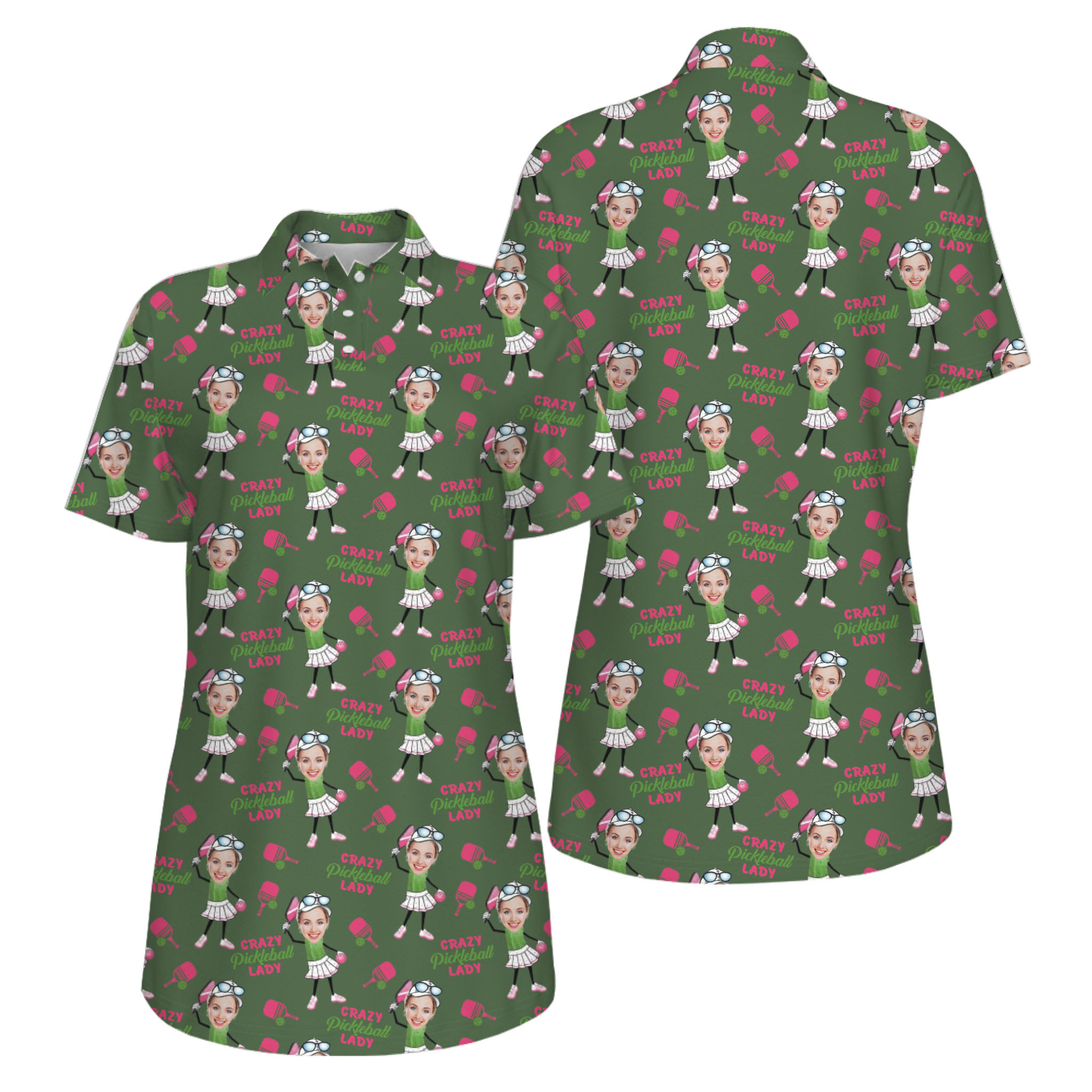  Picklewin Funny Custom Faces UV Protection Pickleball Mother Day Polo Shirt Women  11
