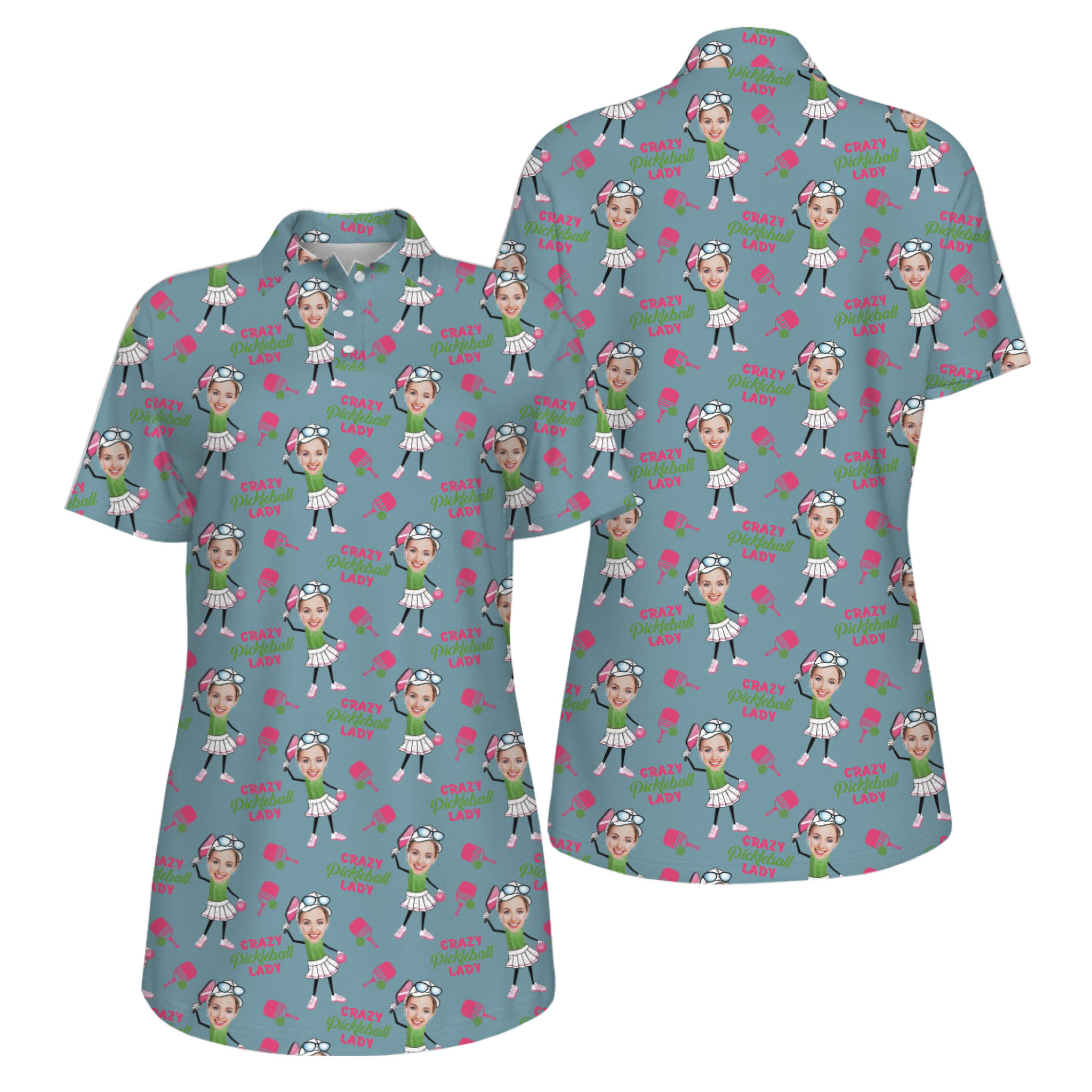  Picklewin Funny Custom Faces UV Protection Pickleball Mother Day Polo Shirt Women  15