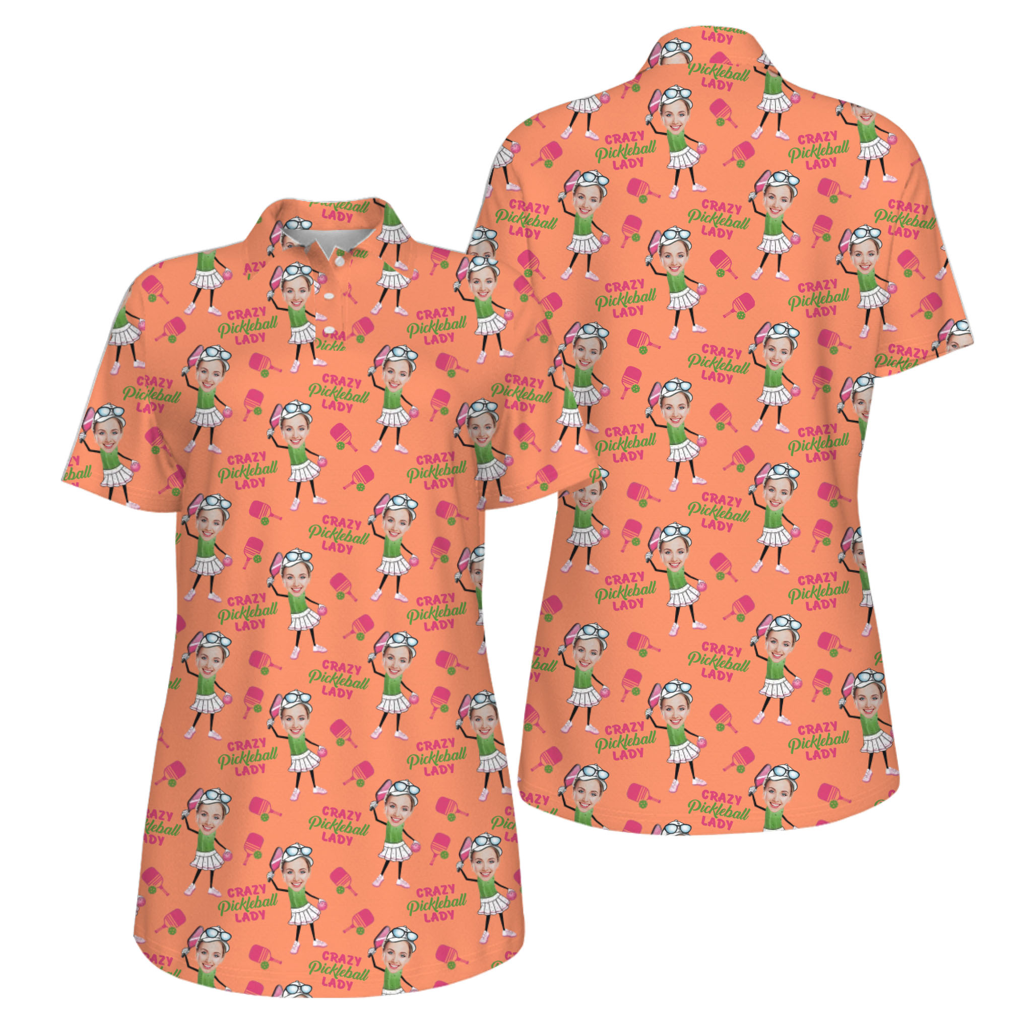  Picklewin Funny Custom Faces UV Protection Pickleball Mother Day Polo Shirt Women  17