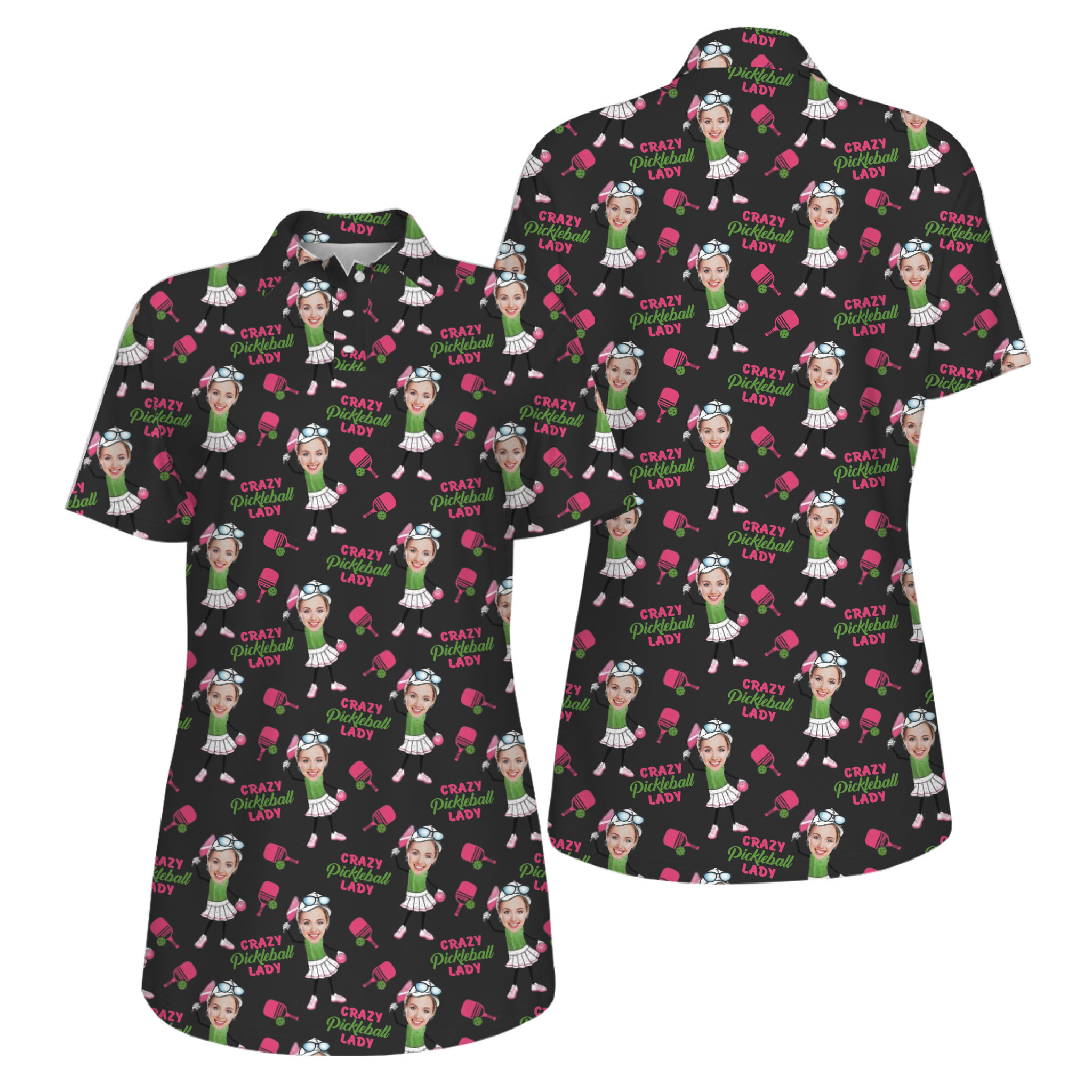  Picklewin Funny Custom Faces UV Protection Pickleball Mother Day Polo Shirt Women  2